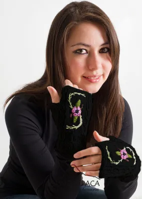 EMBROIDERED ALPACA FNGLS GLOVES