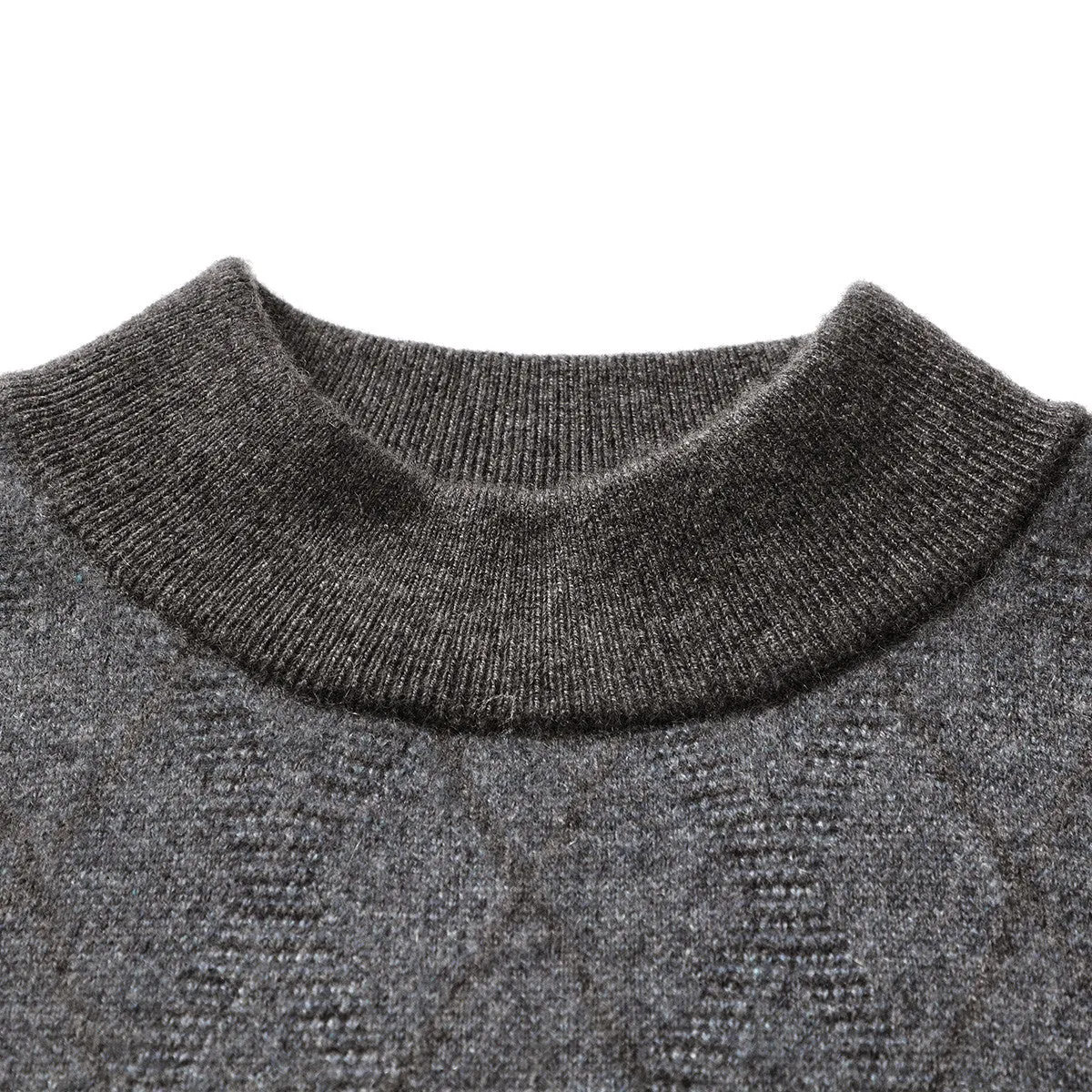 100% Cashmere Mens Mock Neck Jacquard Sweater