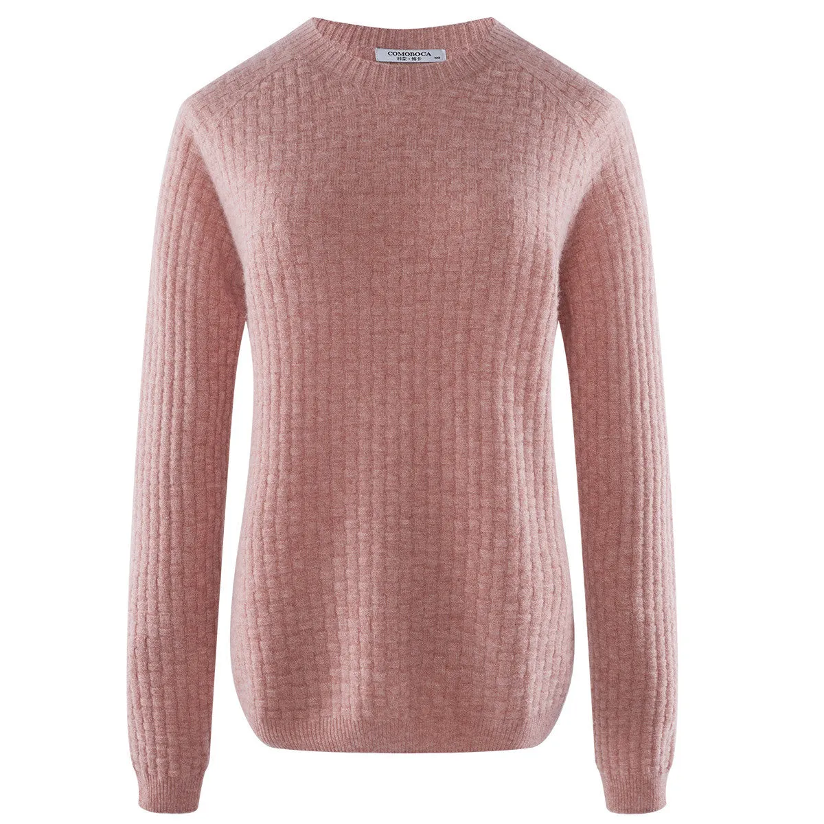 100% Cashmere Round Neck Ribbed Knit Sweater