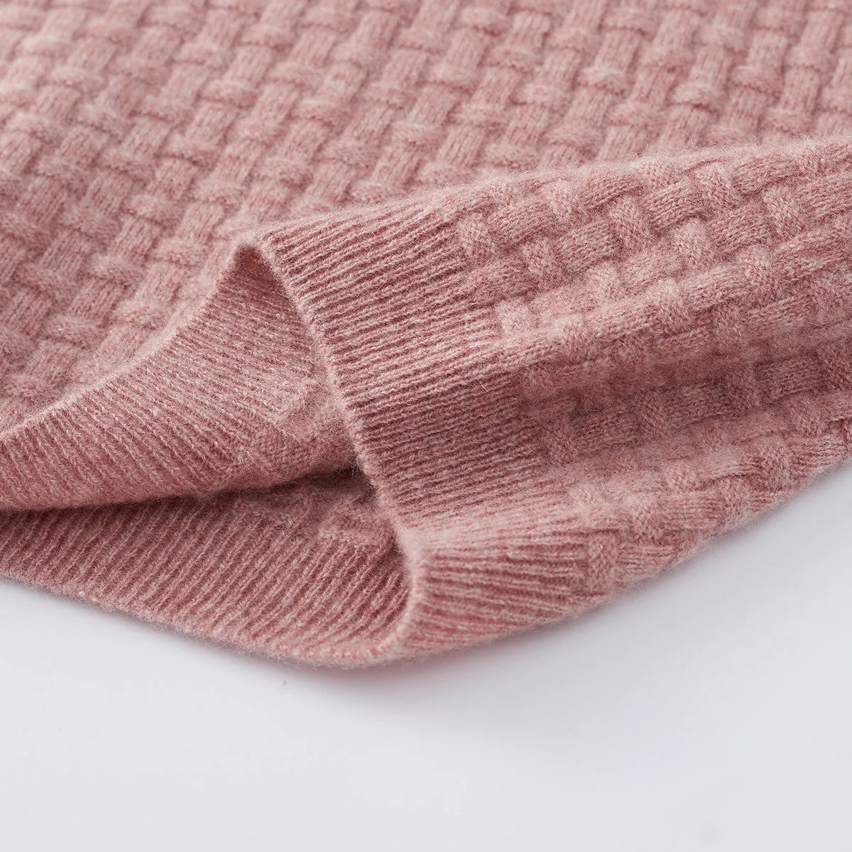 100% Cashmere Round Neck Ribbed Knit Sweater