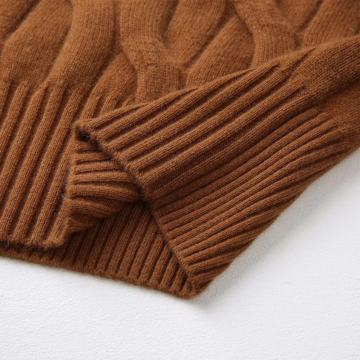 100% Cashmere  Turtleneck Cable Knit Sweater