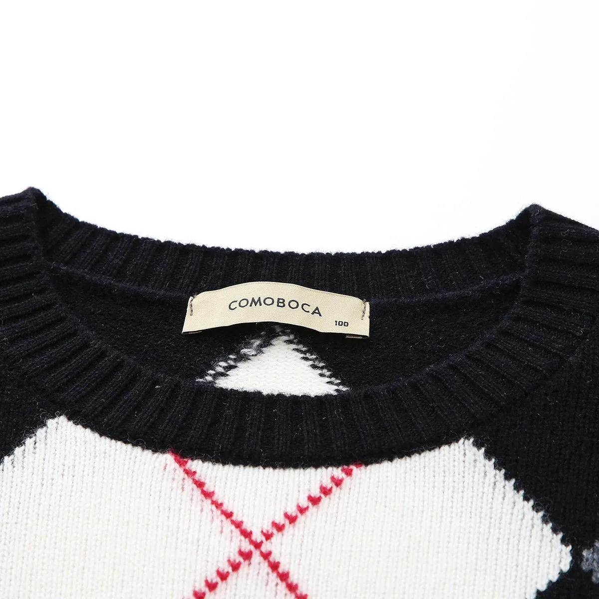 100% Wool Classic Argyle Pattern Knit Sweater