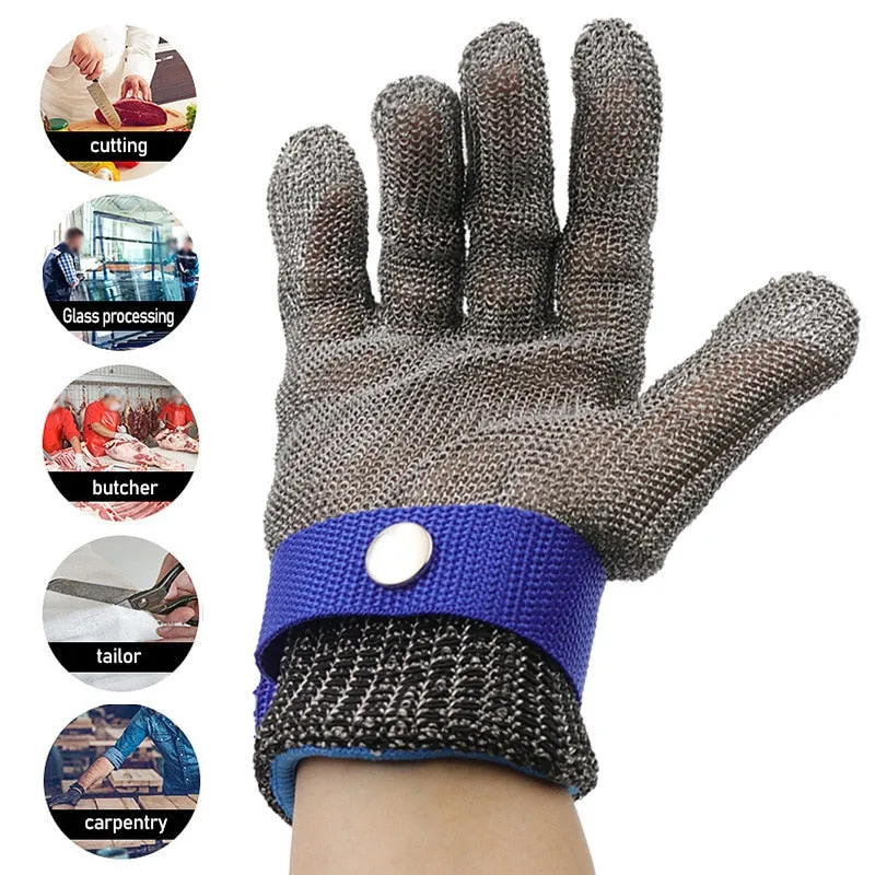 1pcs Stainless Steel Gloves Cut Resistant Gloves Grade 5 Anti-cut Slaughter Hand Protect Labor Gardening Wire Metal Mesh Butcher