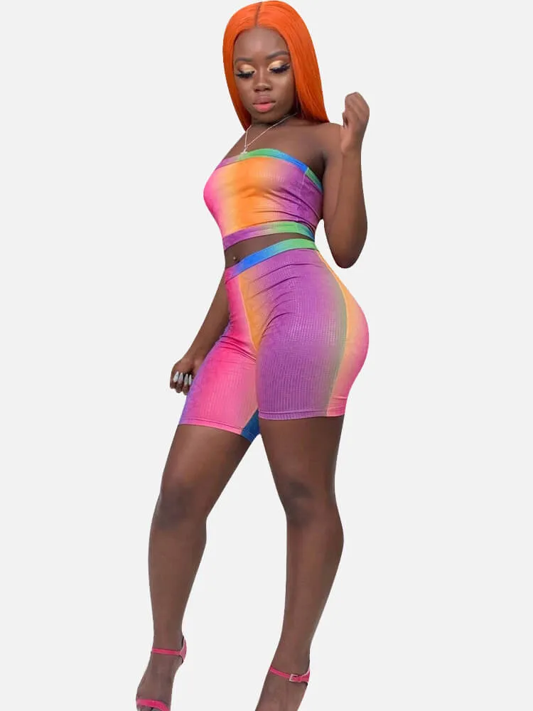 2 Piece Colorful Top  Shorts Sets Rompers