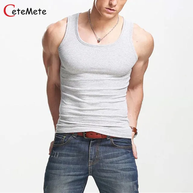 2017 Clothing Casual Gilet Men O-Neck Tank Tops Summer Male Bodybuilding Sleeveless Vest Gymclothing fitness Men T shirt