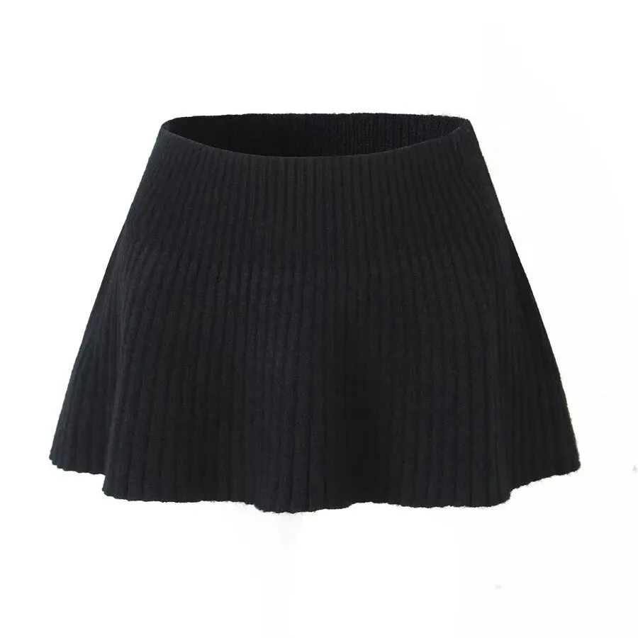 A&A Knitted Sweater Mini Skirt Two Piece Set