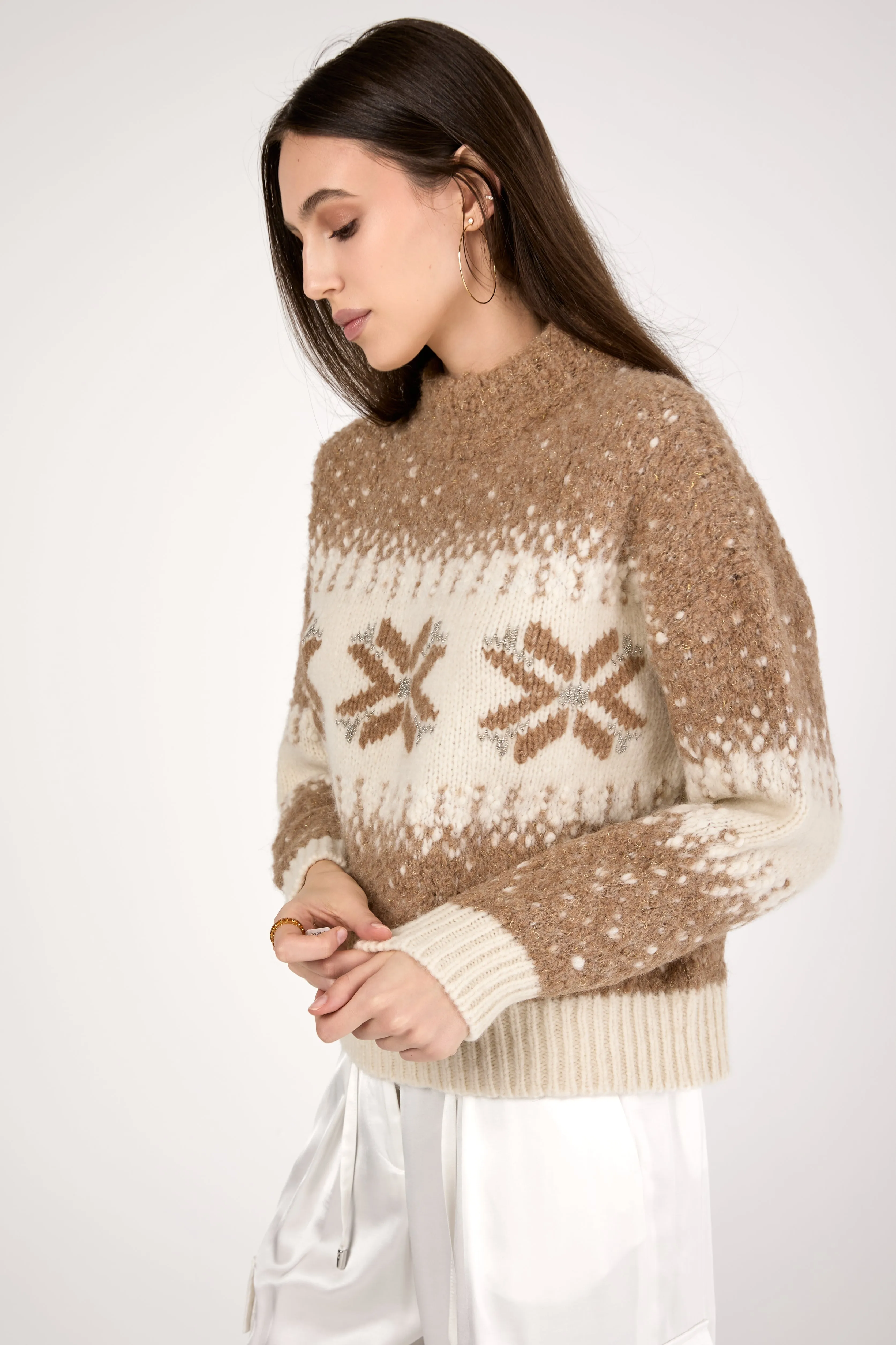 Alpaca Sweater in Camel with Sequins