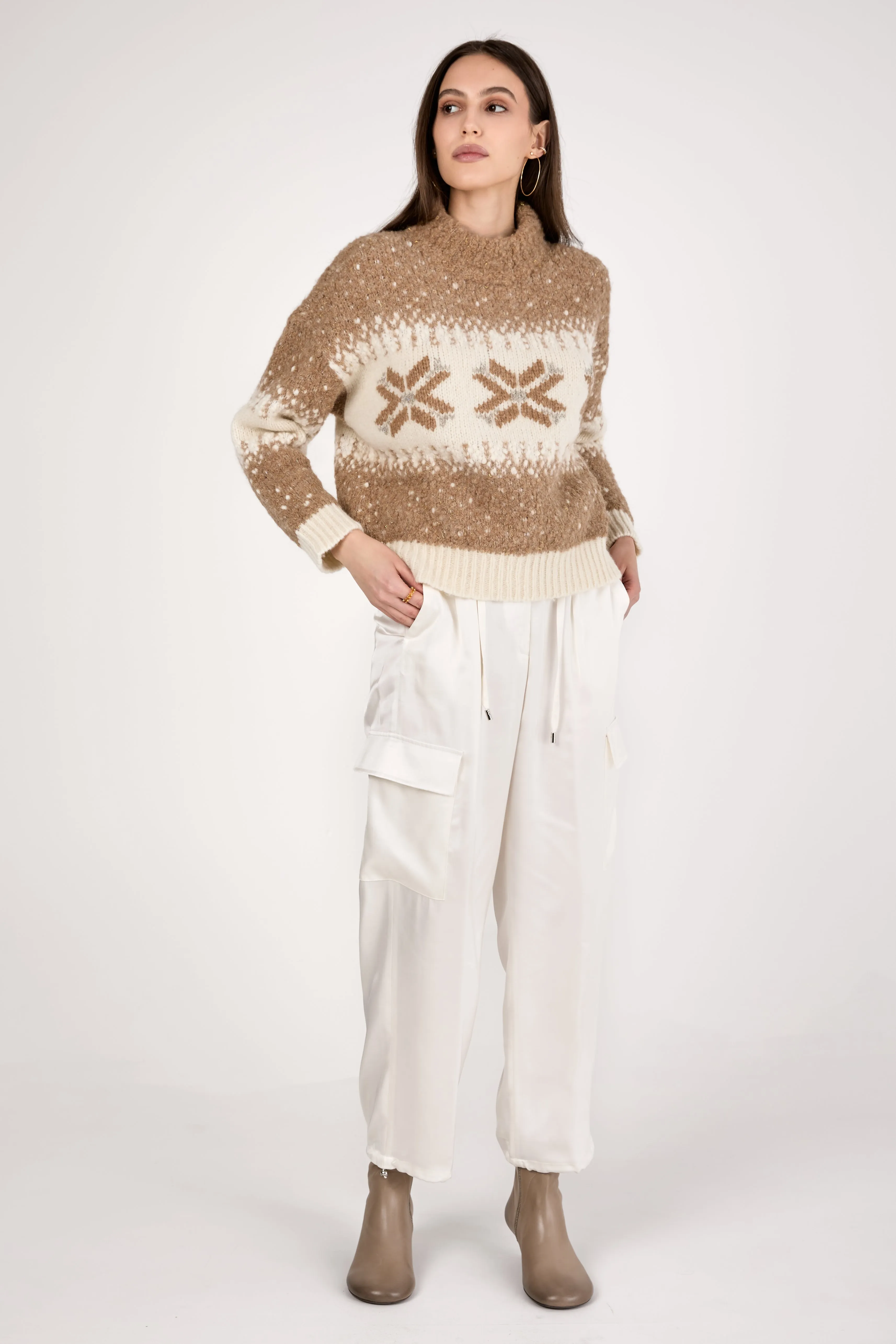 Alpaca Sweater in Camel with Sequins