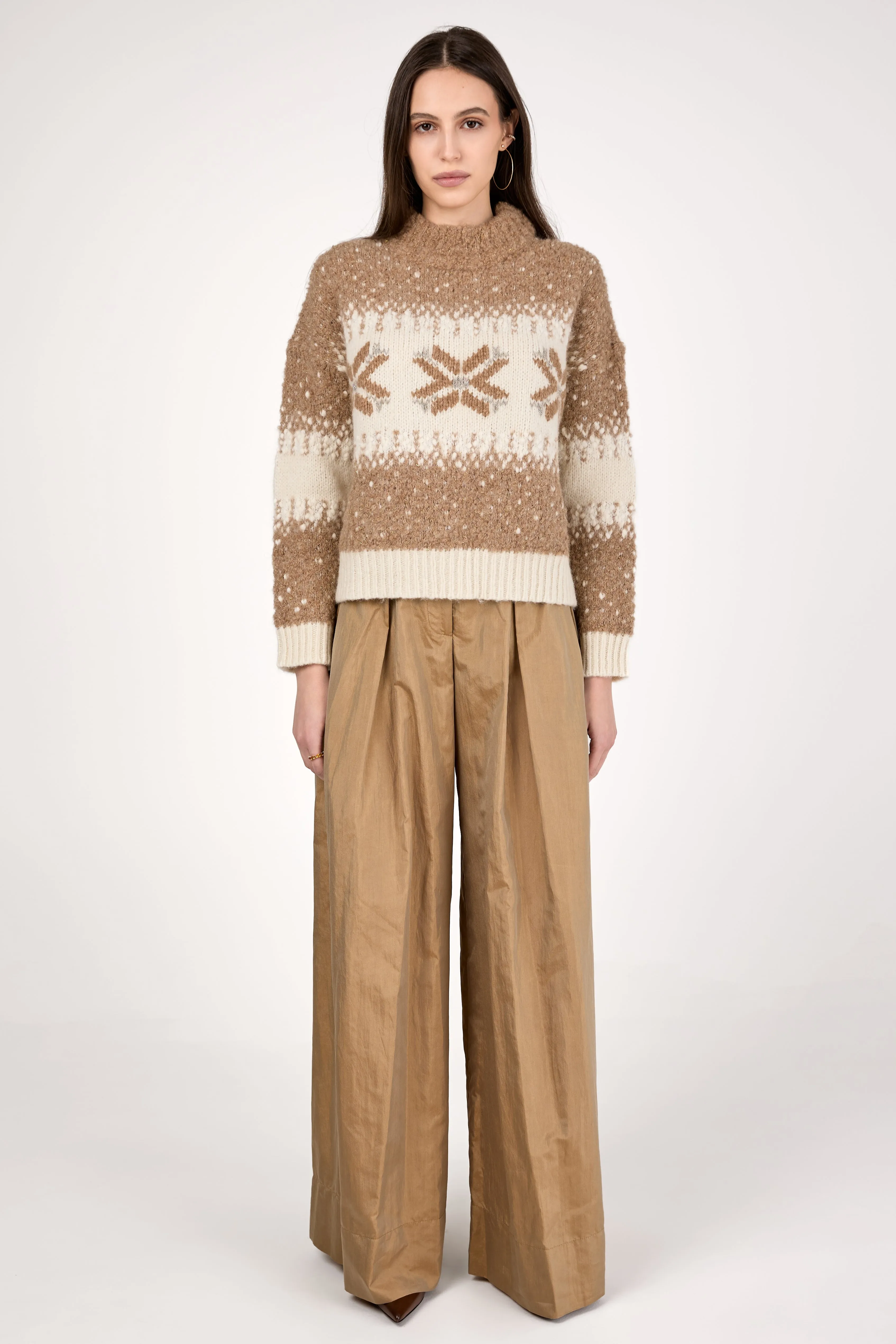 Alpaca Sweater in Camel with Sequins