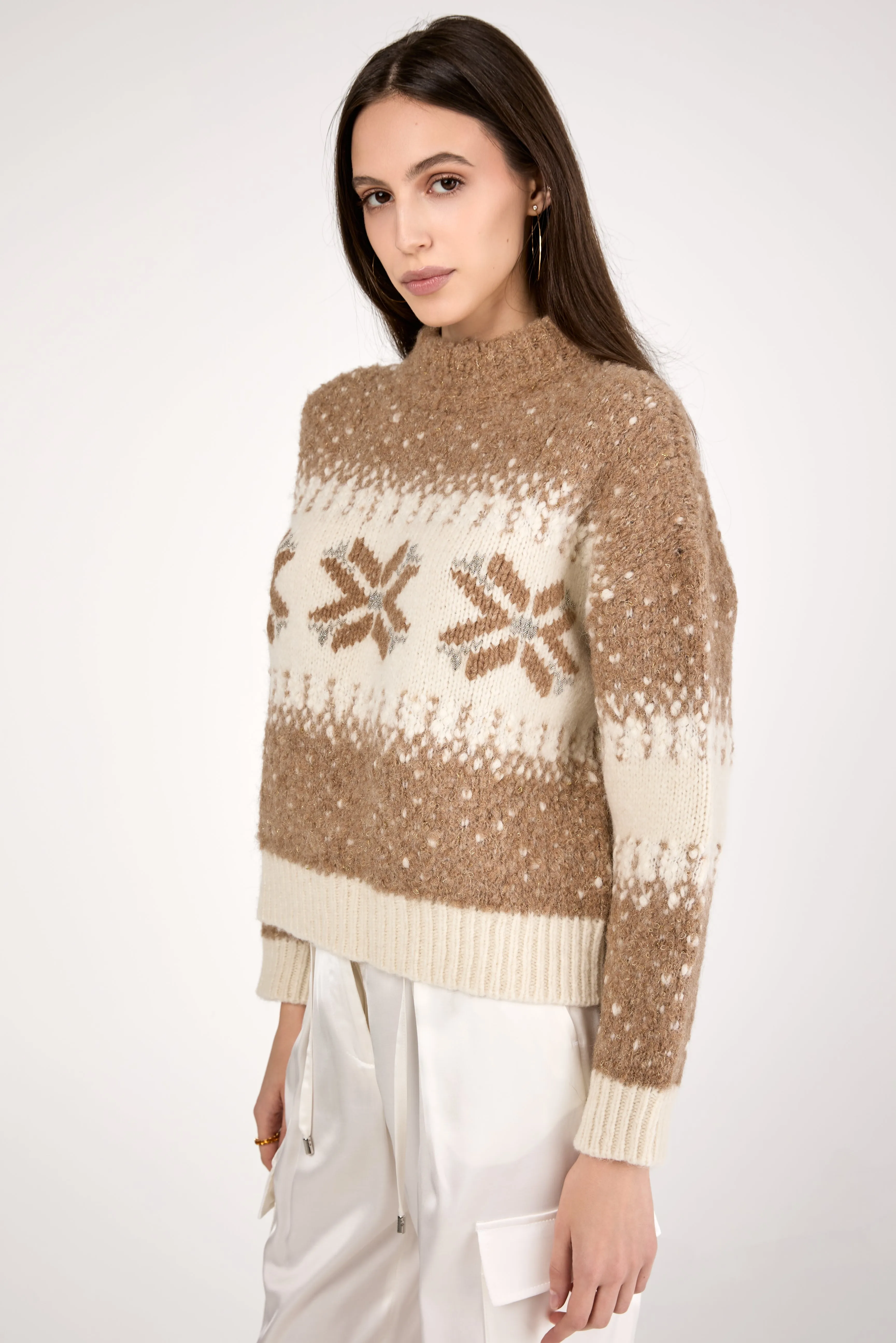 Alpaca Sweater in Camel with Sequins