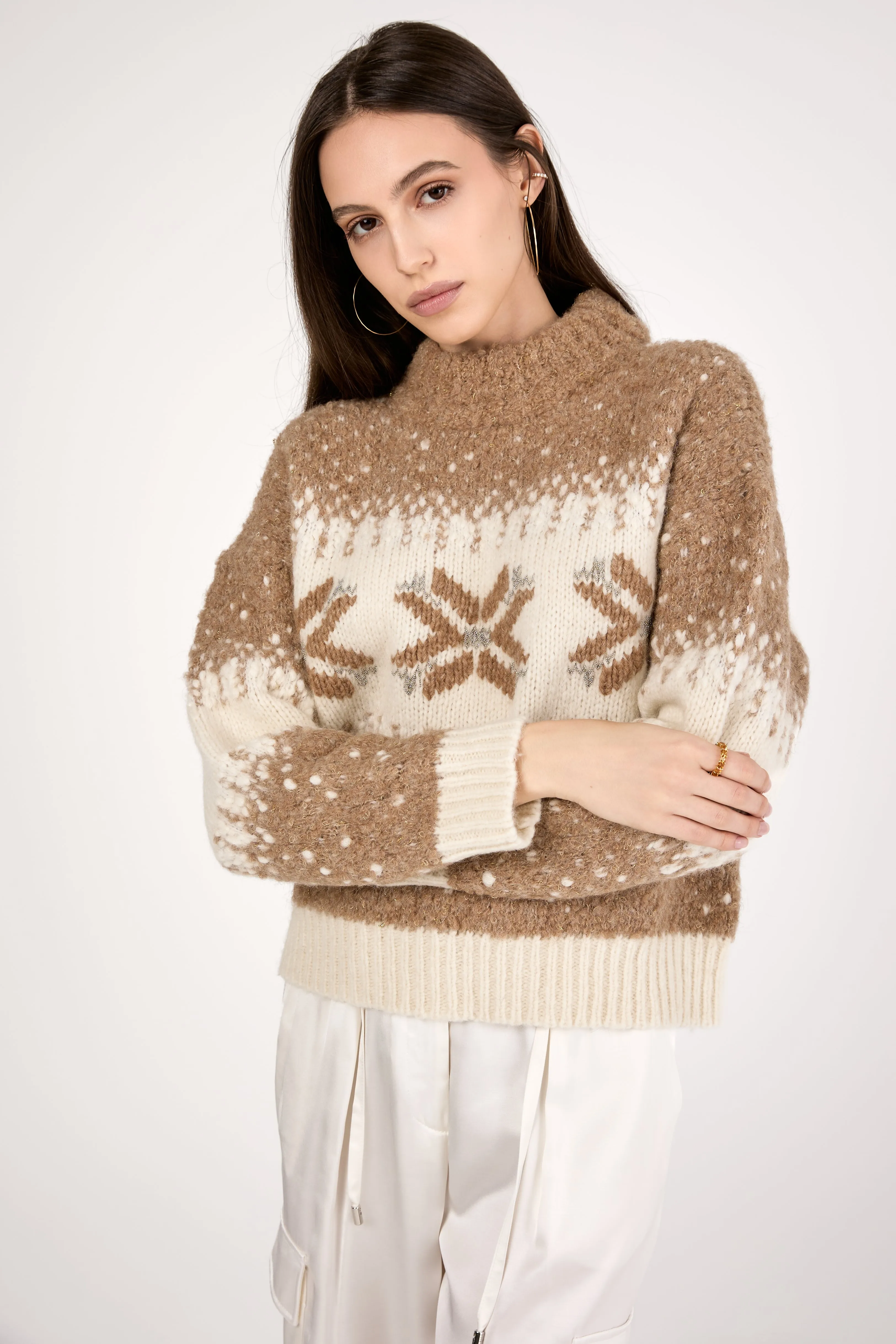 Alpaca Sweater in Camel with Sequins