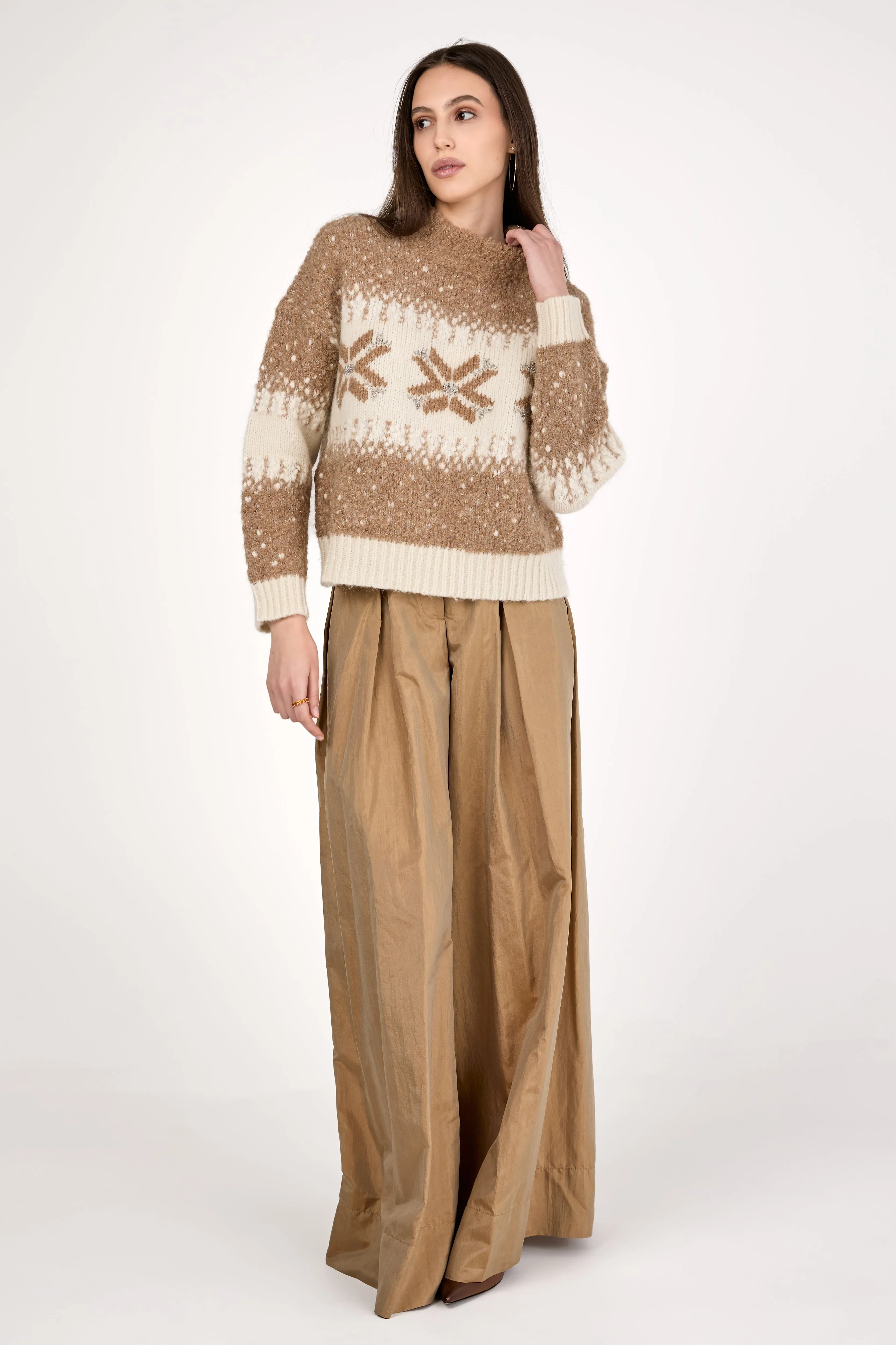 Alpaca Sweater in Camel with Sequins