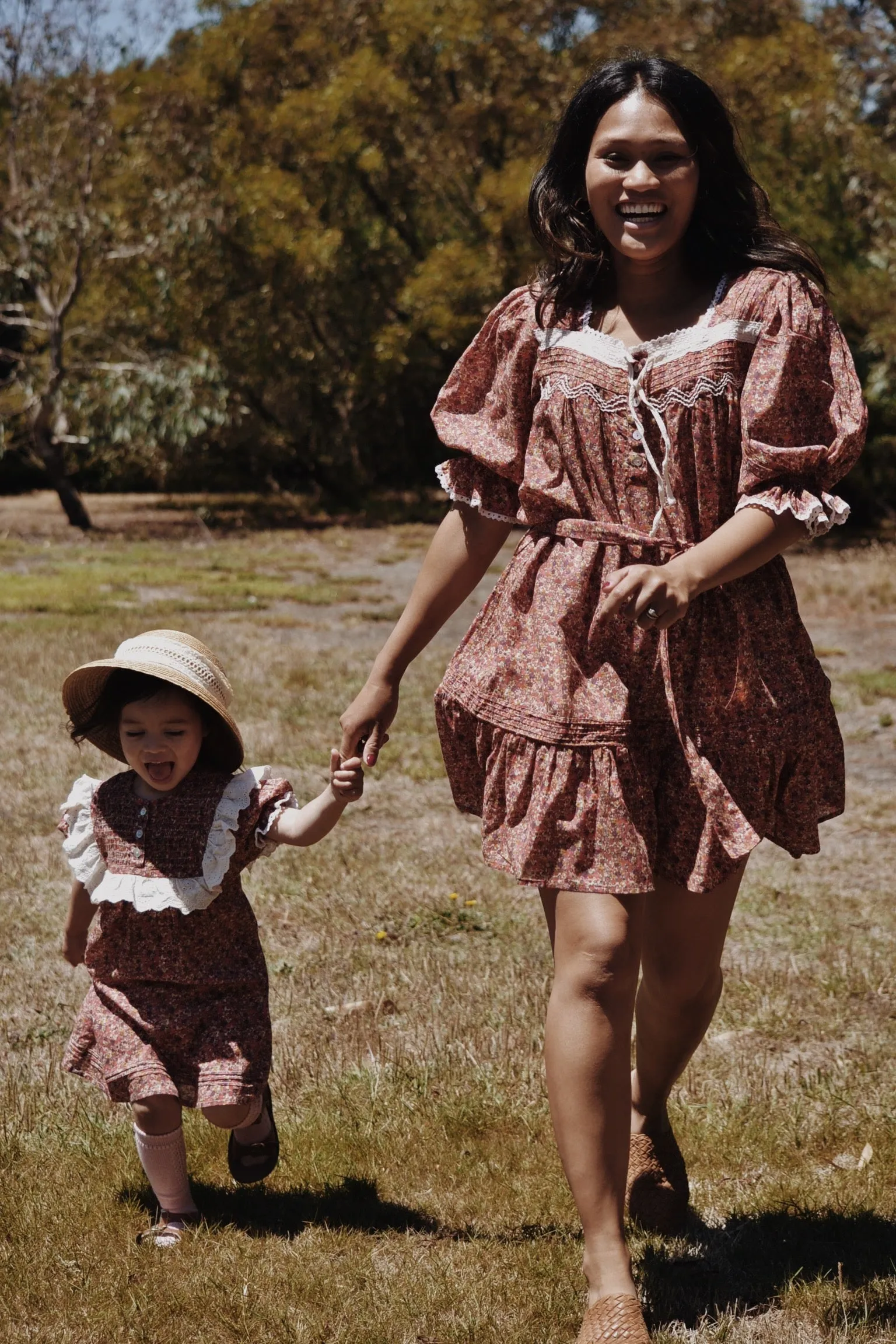 ANNABELLE GIRL'S DRESS DITSY FLORAL IN POPPY