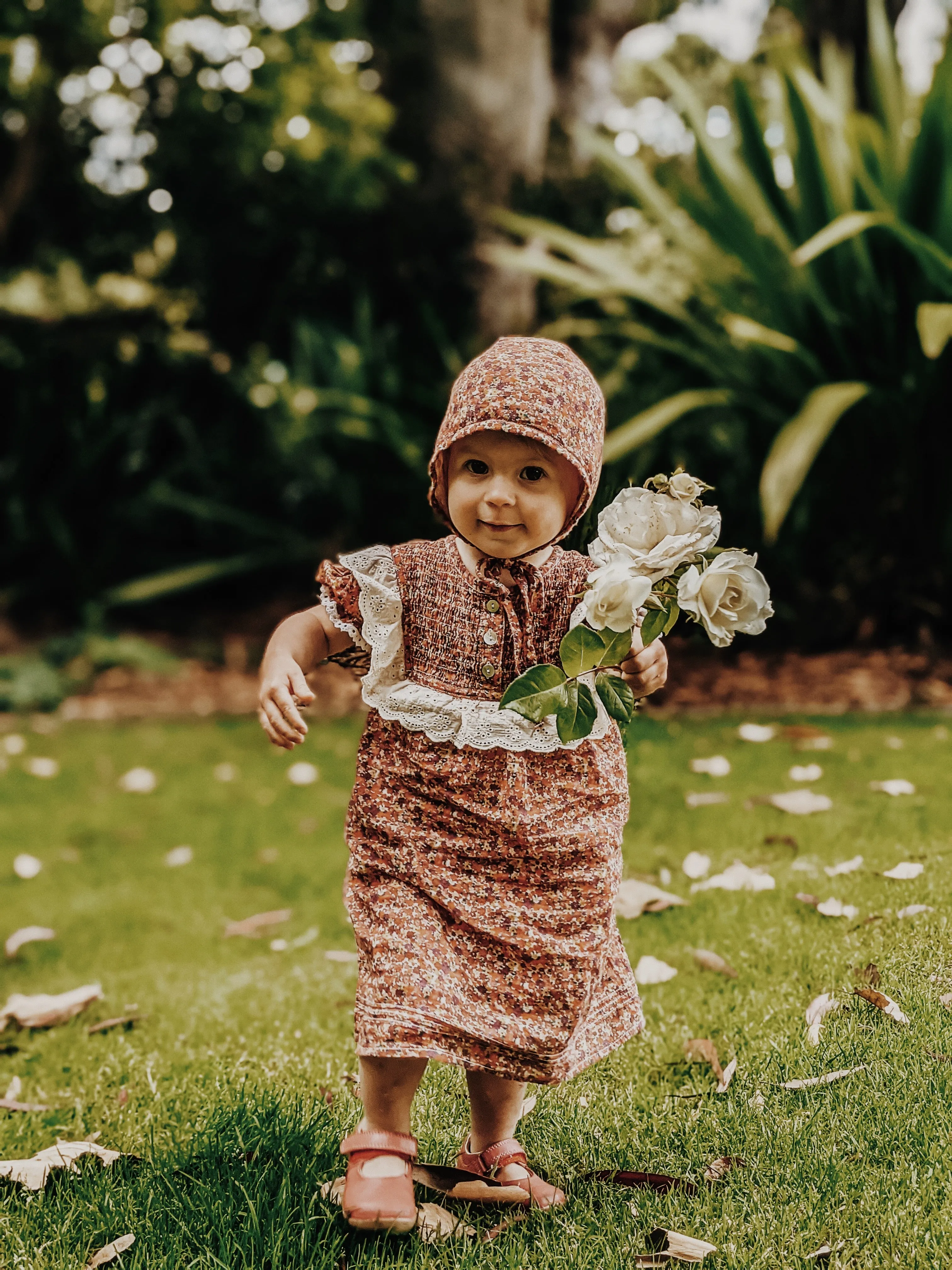 ANNABELLE GIRL'S DRESS DITSY FLORAL IN POPPY