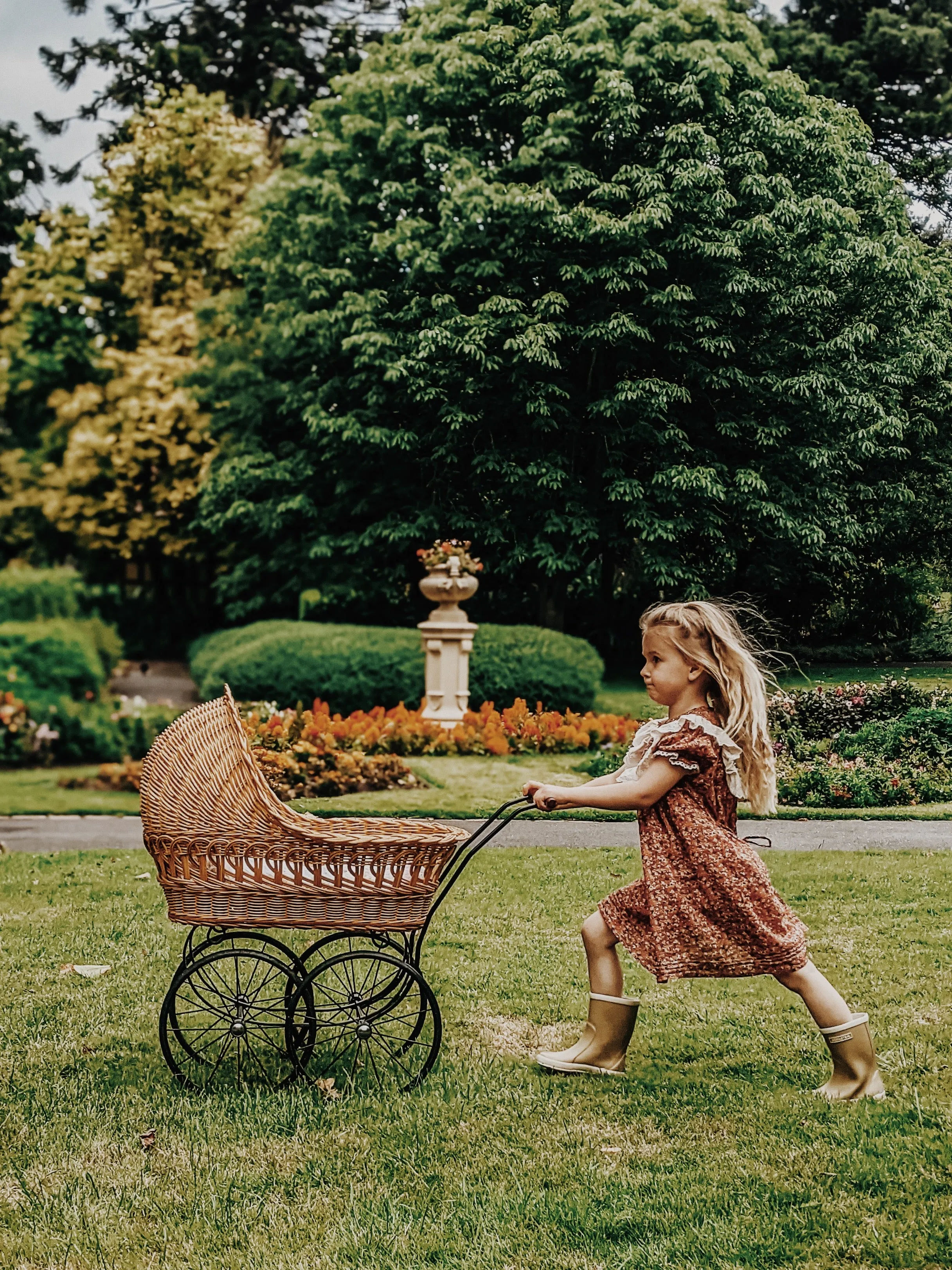 ANNABELLE GIRL'S DRESS DITSY FLORAL IN POPPY