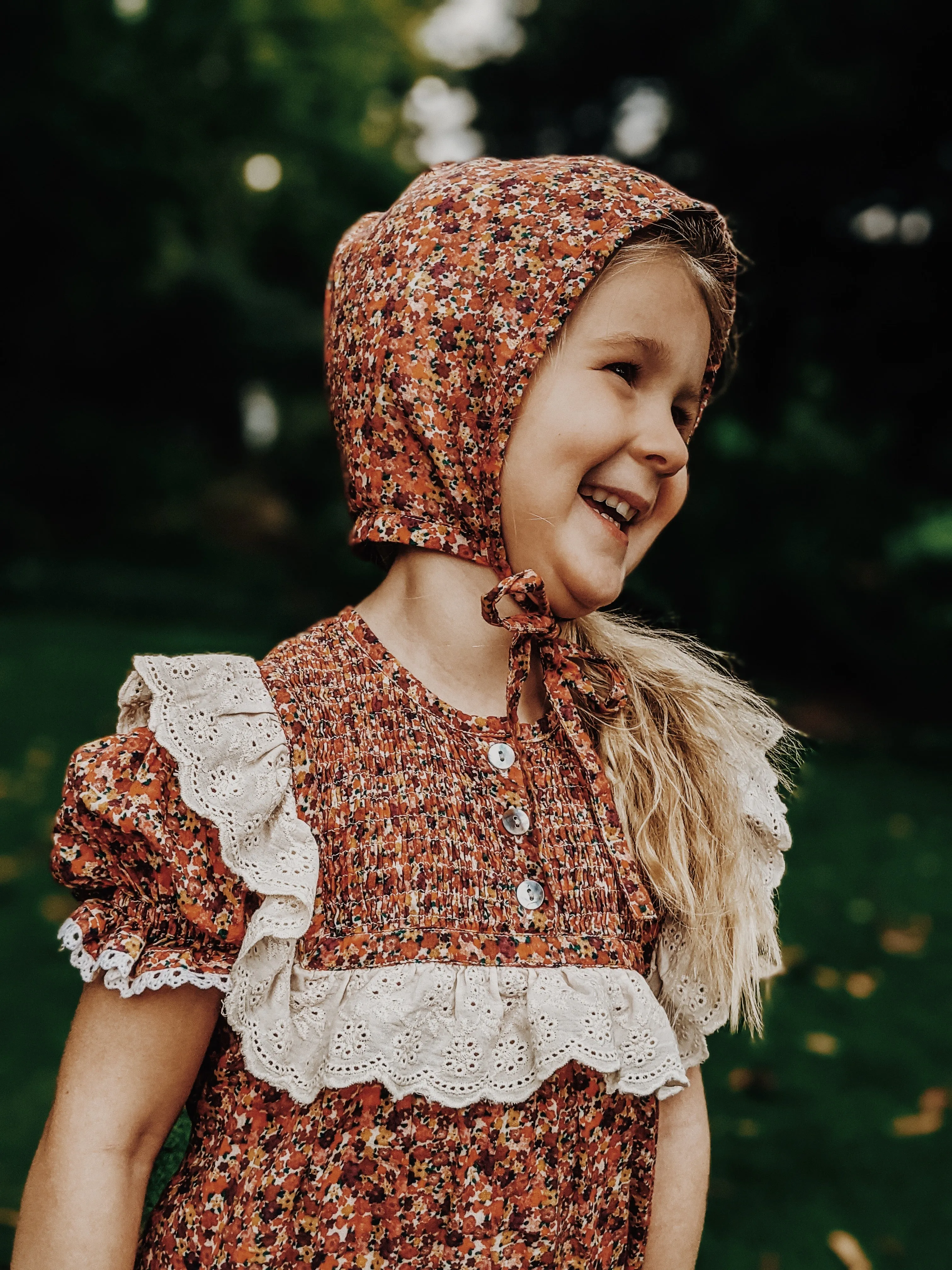 ANNABELLE GIRL'S DRESS DITSY FLORAL IN POPPY