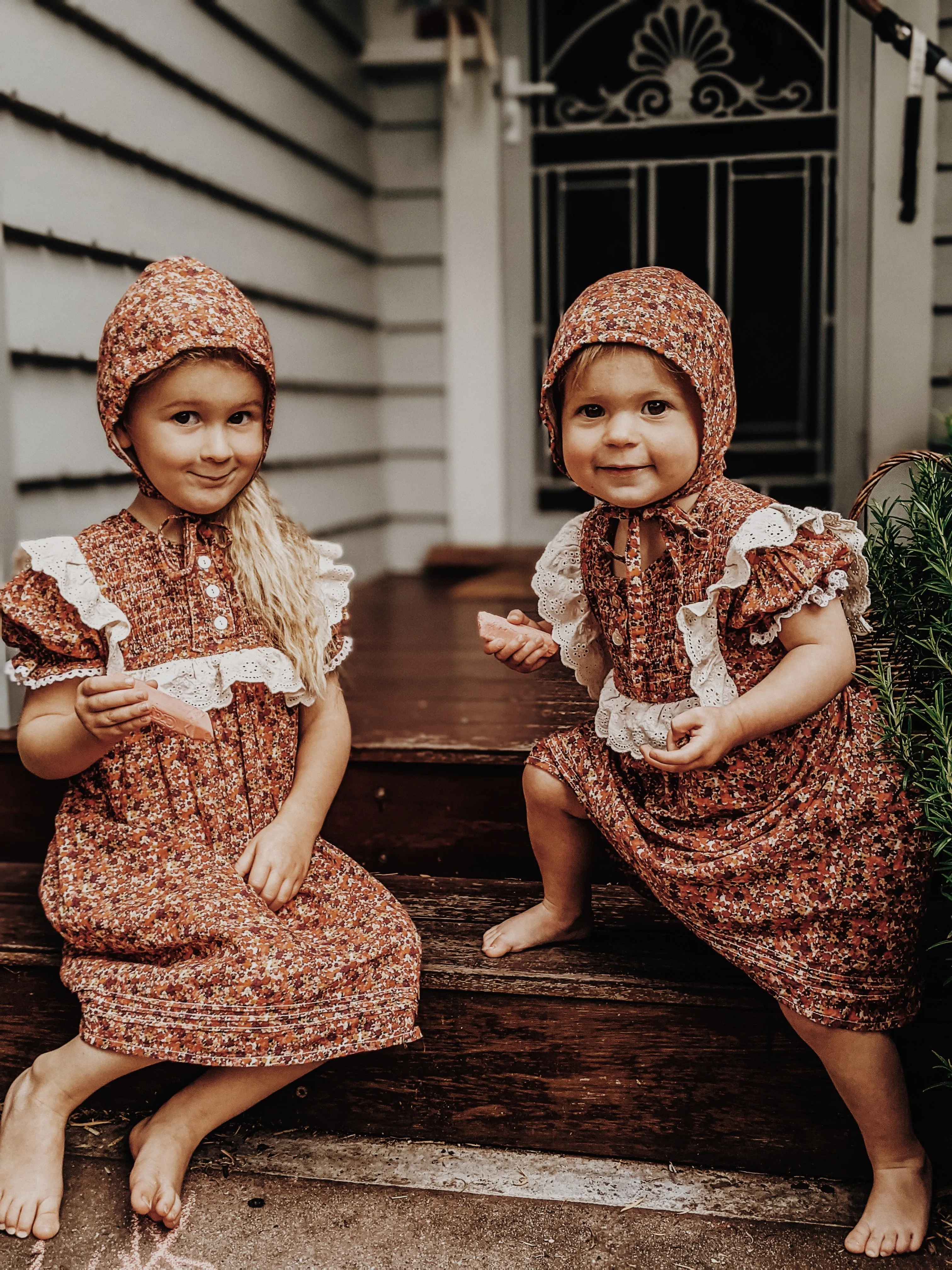 ANNABELLE GIRL'S DRESS DITSY FLORAL IN POPPY