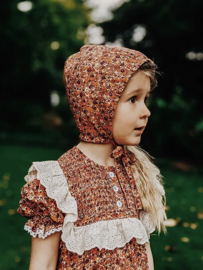 ANNABELLE GIRL'S DRESS DITSY FLORAL IN POPPY