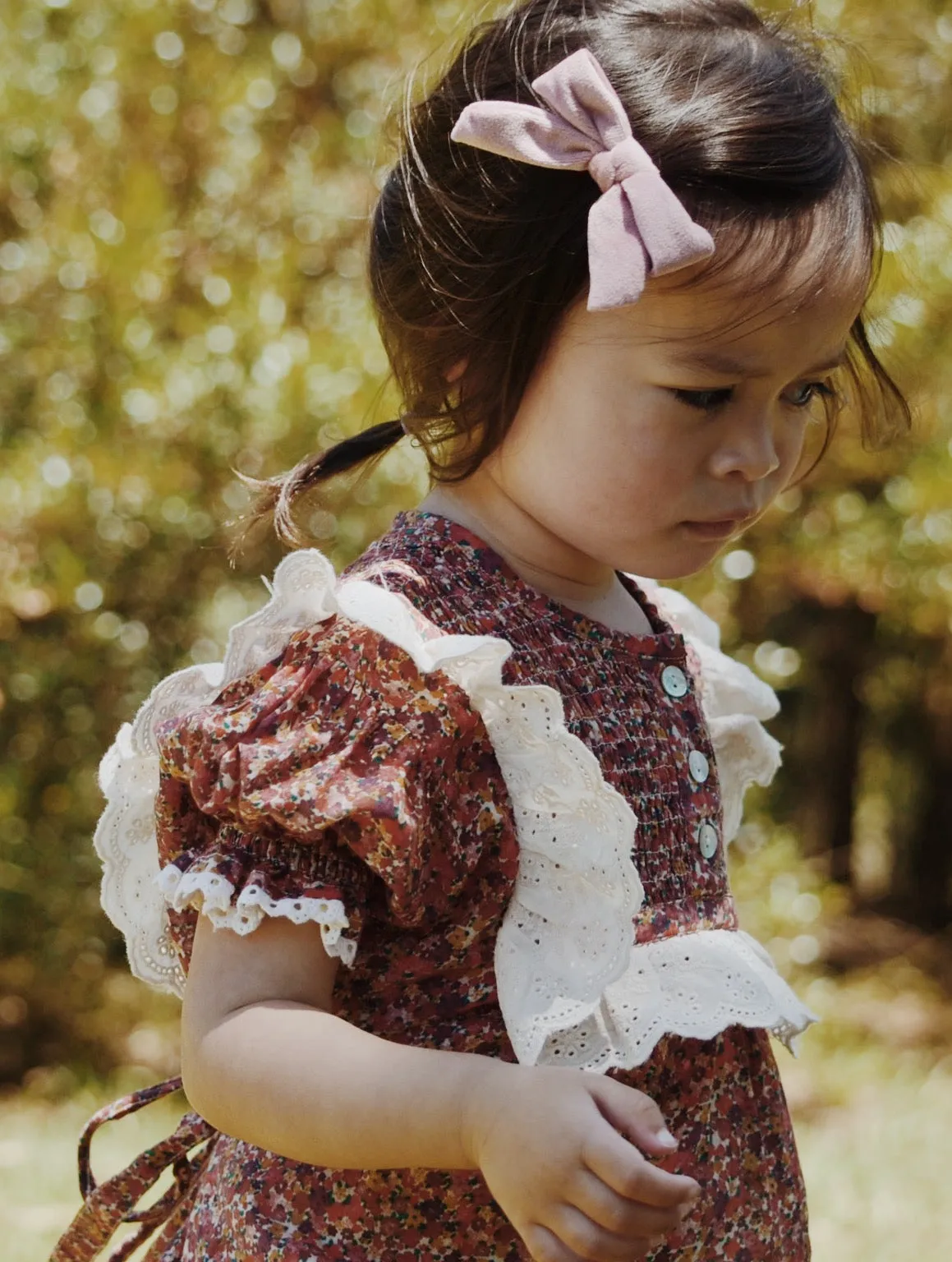 ANNABELLE GIRL'S DRESS DITSY FLORAL IN POPPY