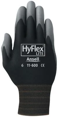 Ansell HyFlex® 11-605 Fingertip-Coated Gloves, Size 8, White, 11-605-8