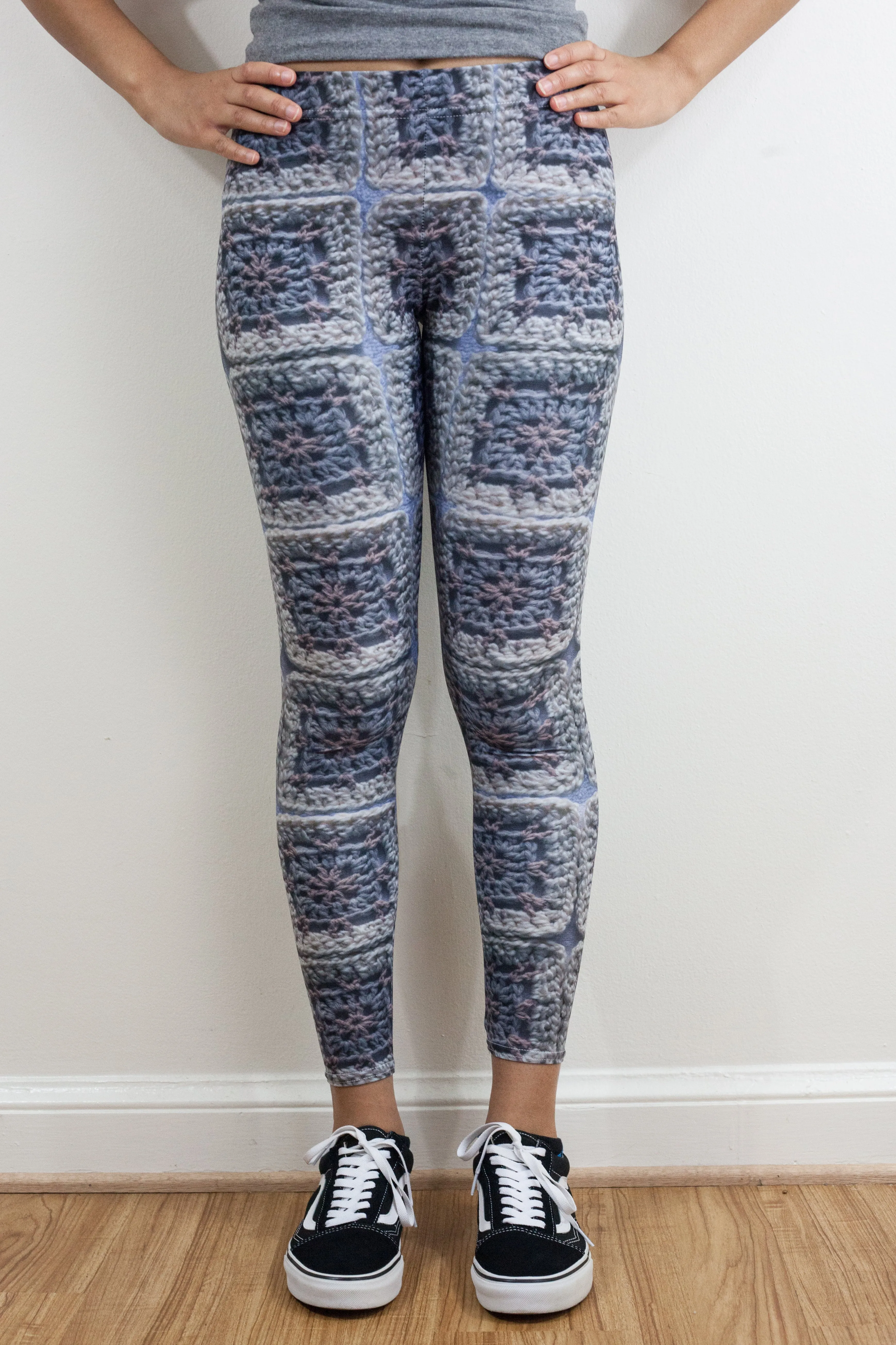 'Antique Ivory' Crochet Print Granny Square Leggings