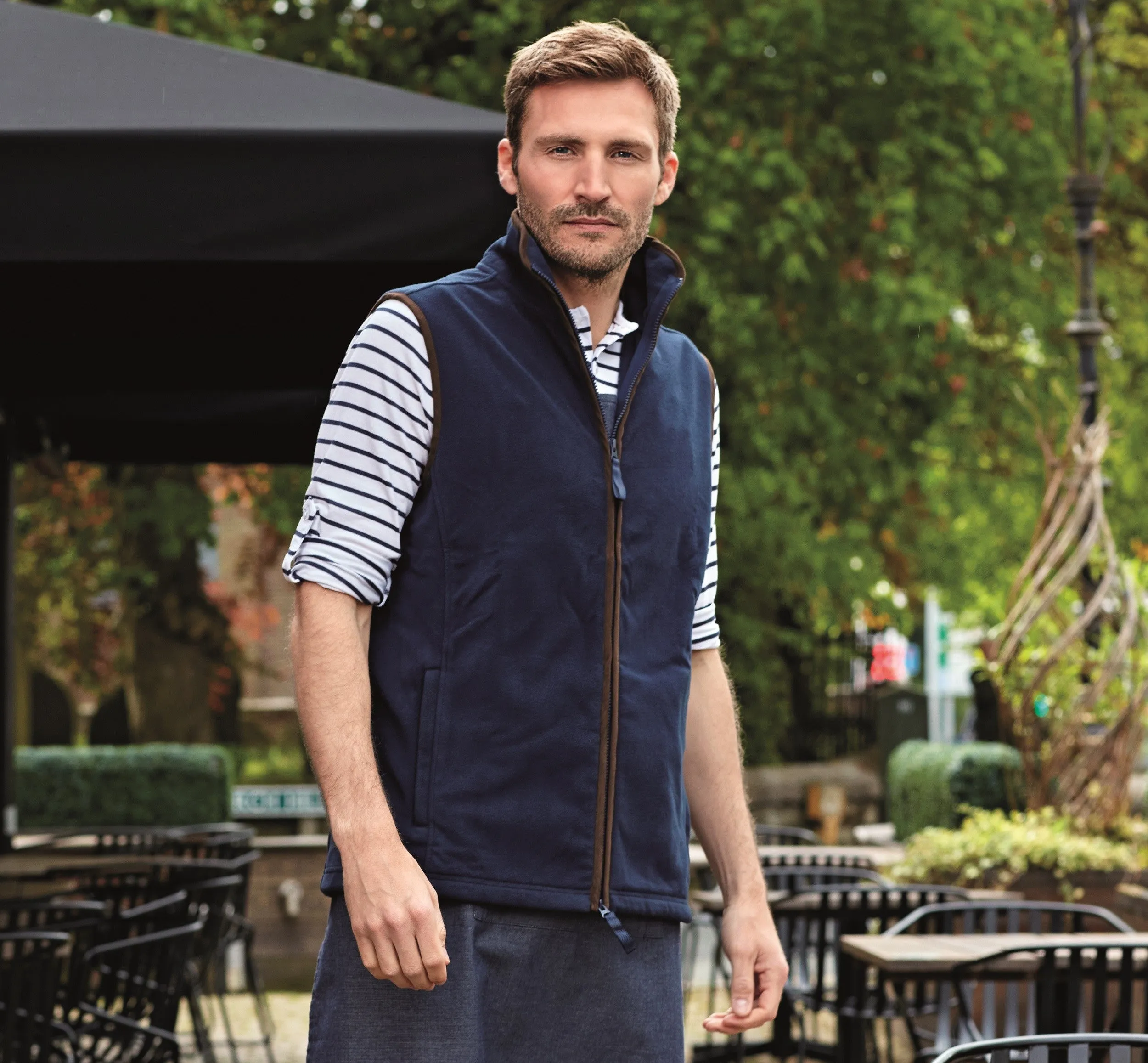 Artisan Fleece Gilet | NAVY/BROWN