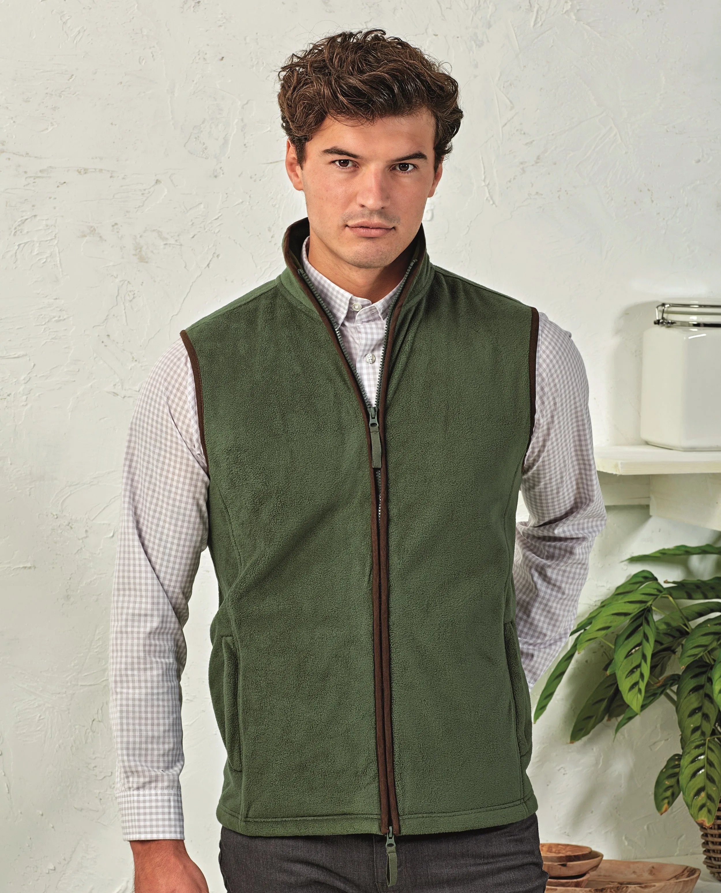 Artisan Fleece Gilet | NAVY/BROWN