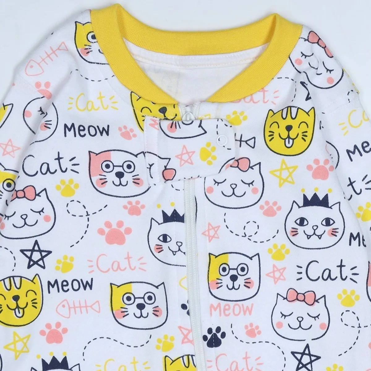 Baby Zipper Romper - Meow Meow