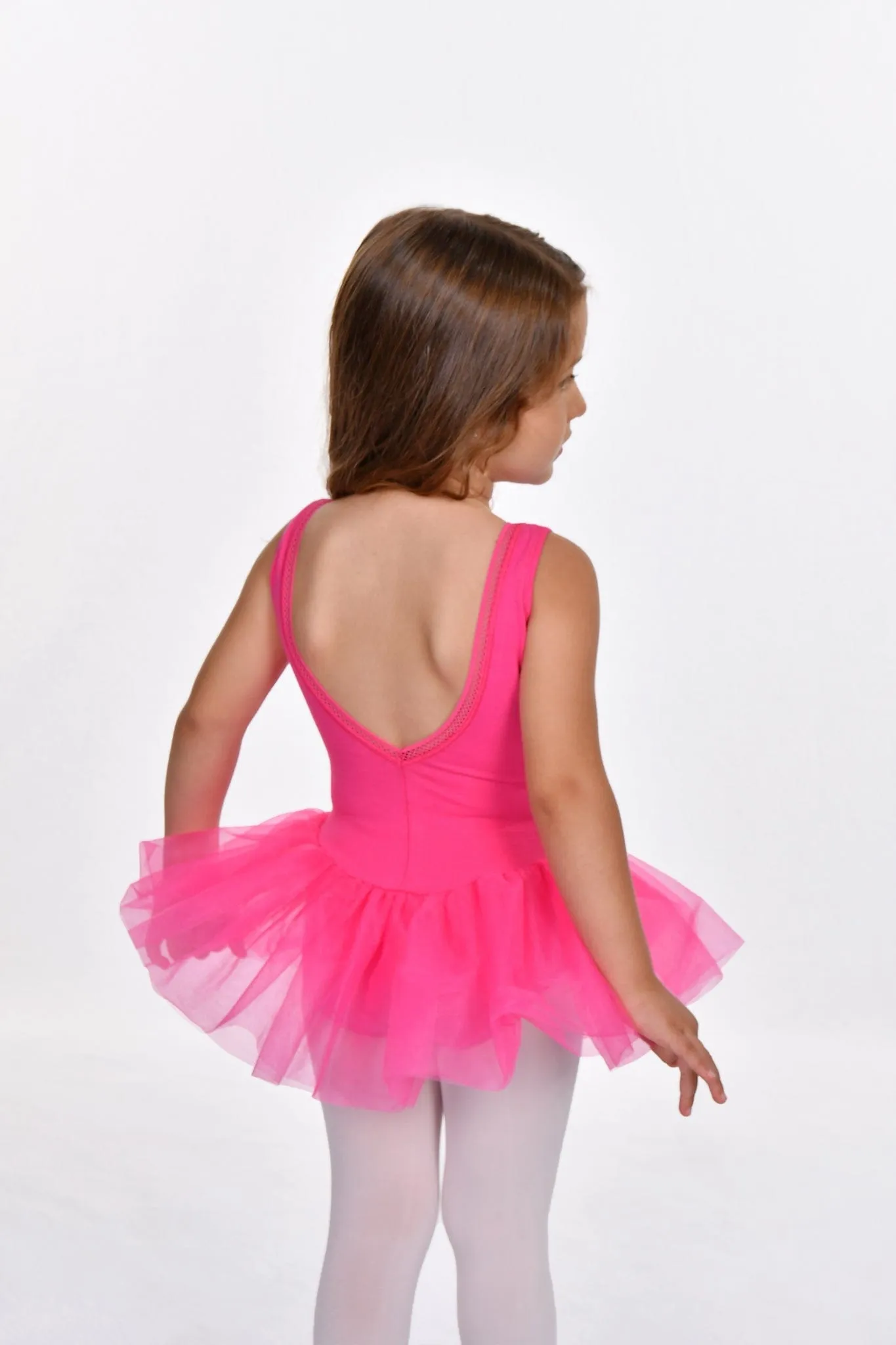 Basic Moves BM9410GQ Girls' Detailed Trim V Back Tutu Dress Leotard