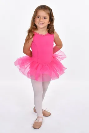 Basic Moves BM9410GQ Girls' Detailed Trim V Back Tutu Dress Leotard