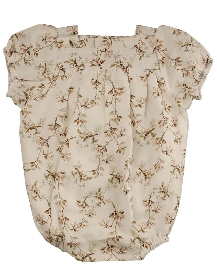 Belati Square Neck Beige Floral Romper