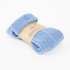 Blue Cable Cashmere Fingerless Gloves