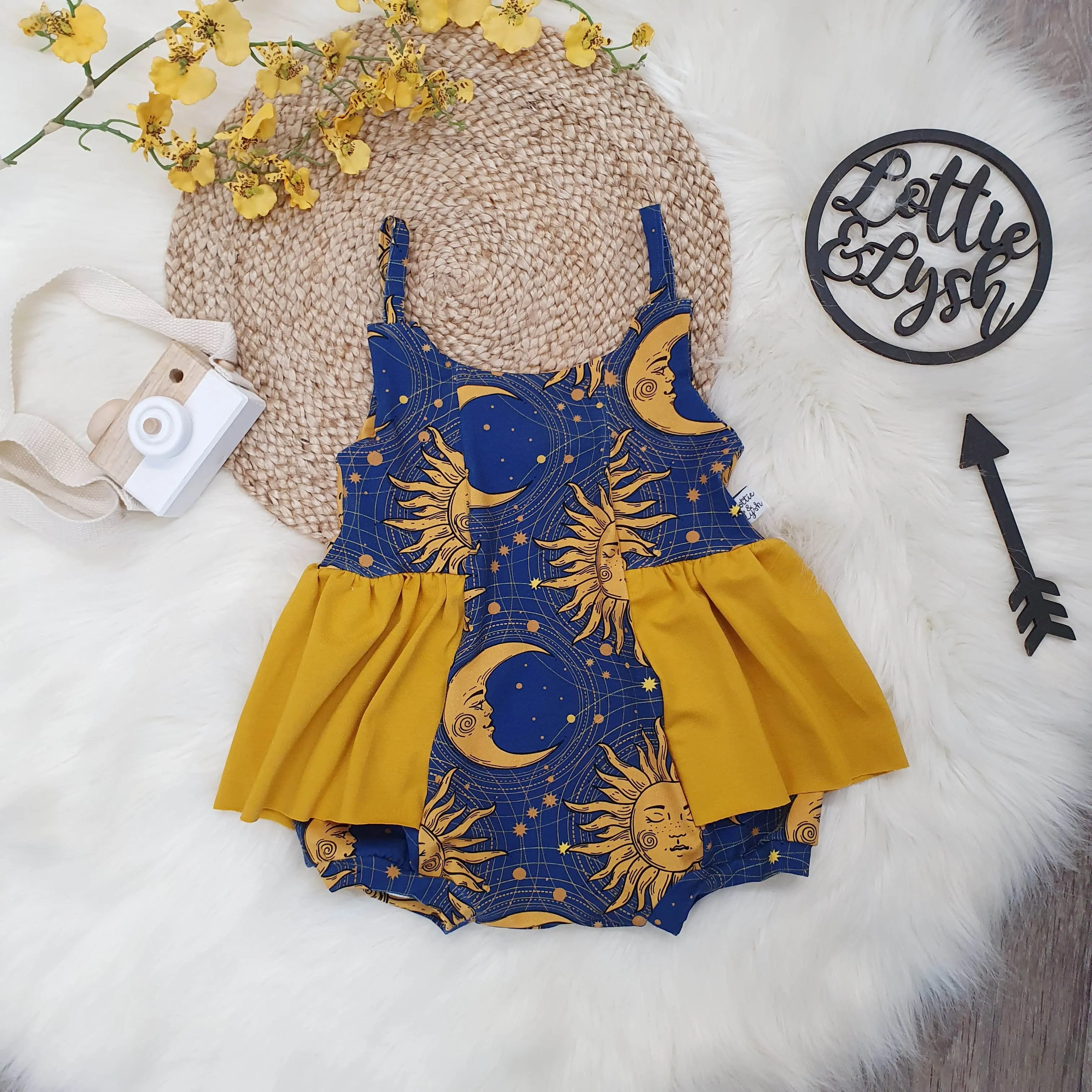 Boho 90's Child & Mustard Ballerina Romper