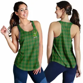 Bury Irish Clan Tartan Women's Racerback Tanks with Coat of Arms