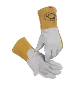 Caiman 1864 Deerskin Unlined Lean-On Patch TIG Welding Gloves, Medium, Gray, 4 in Gauntlet Cuff, 1864-M