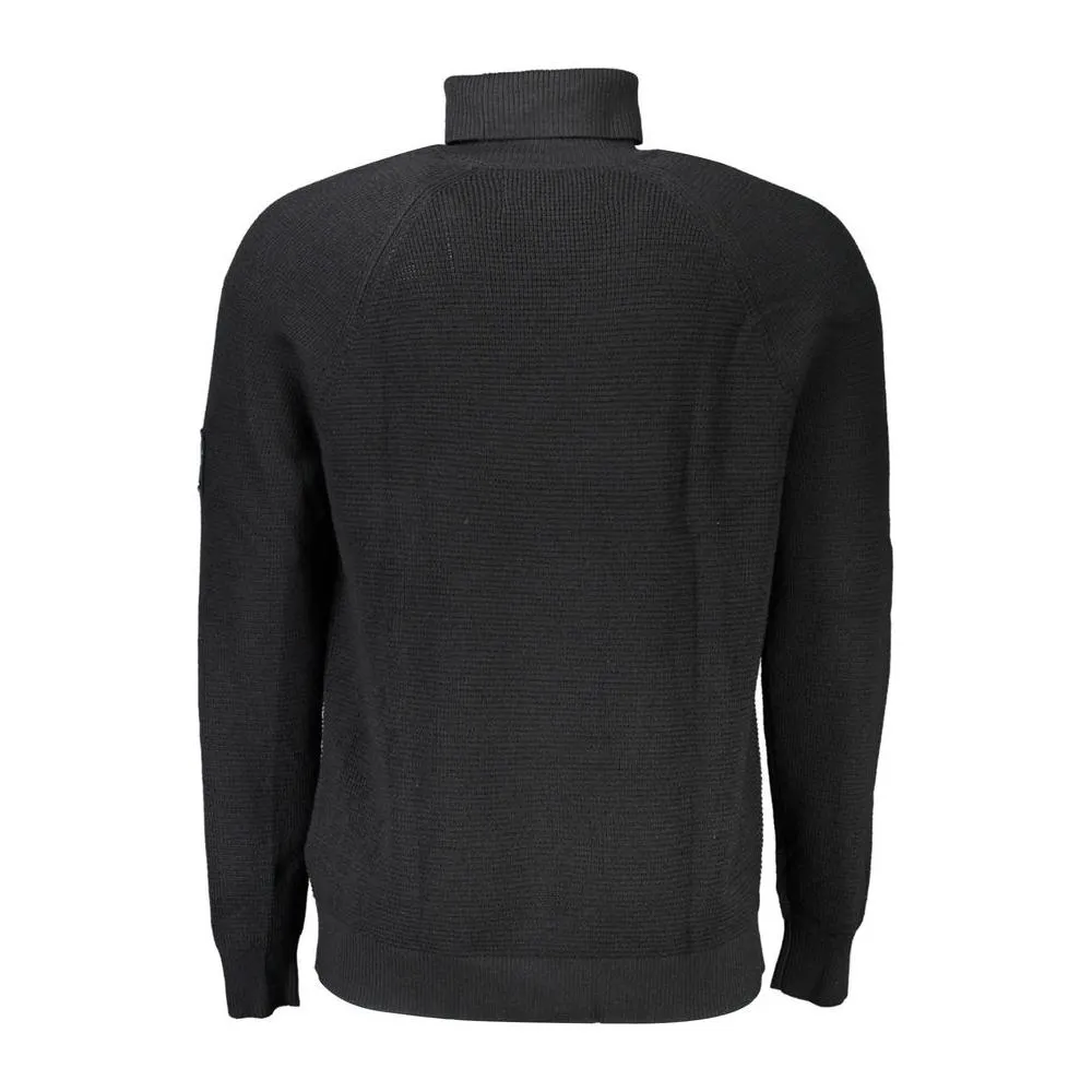 Calvin Klein High Neck Woolen Sweater with Logo Appliqué