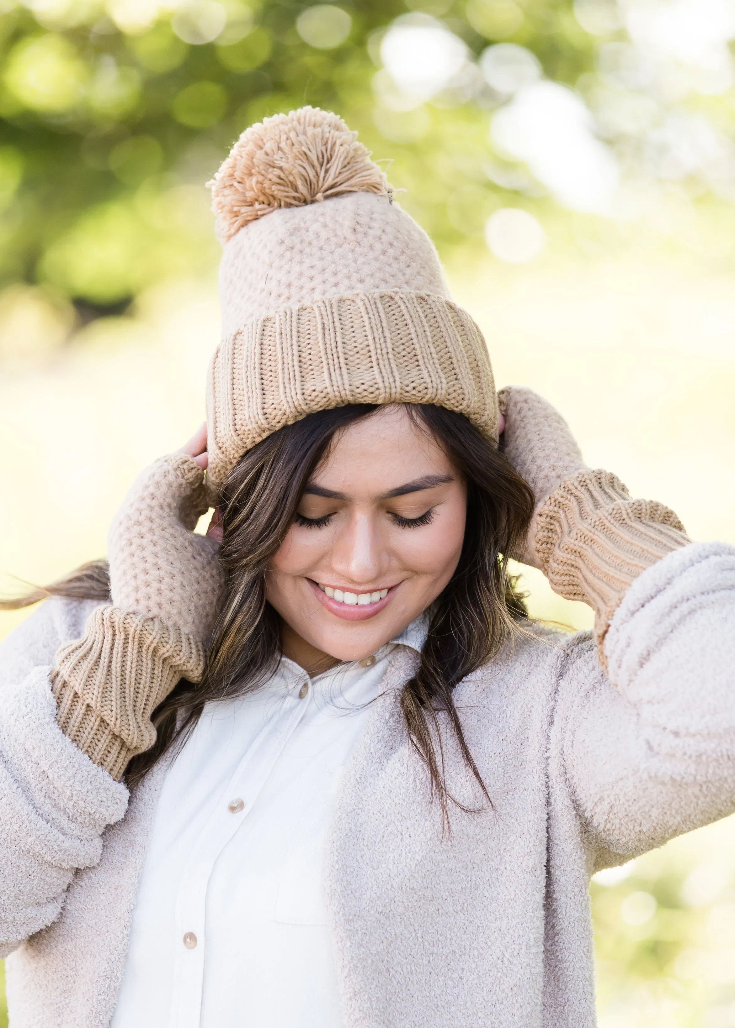 Cashmere Waffle Knit Hat or Fingerless Gloves - FINAL SALE