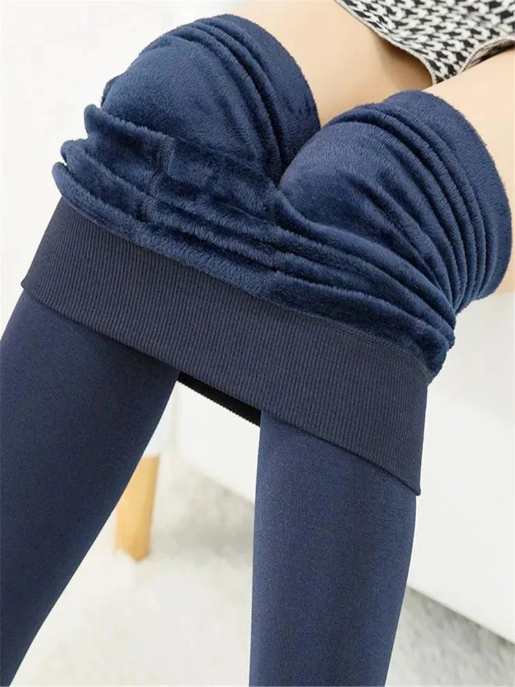 Casual Winter Knitting Leggings for Women YRRETY Trendy High Elastic Thicken Warm Skinny Pants