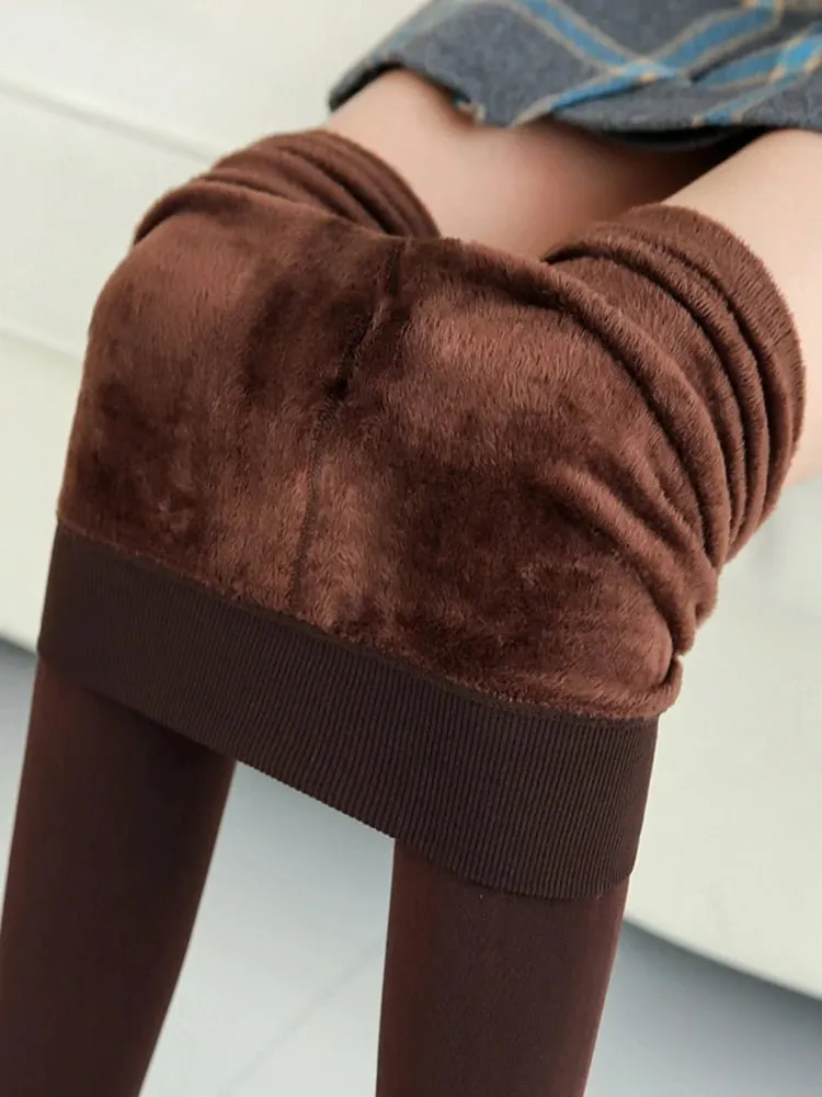 Casual Winter Knitting Leggings for Women YRRETY Trendy High Elastic Thicken Warm Skinny Pants