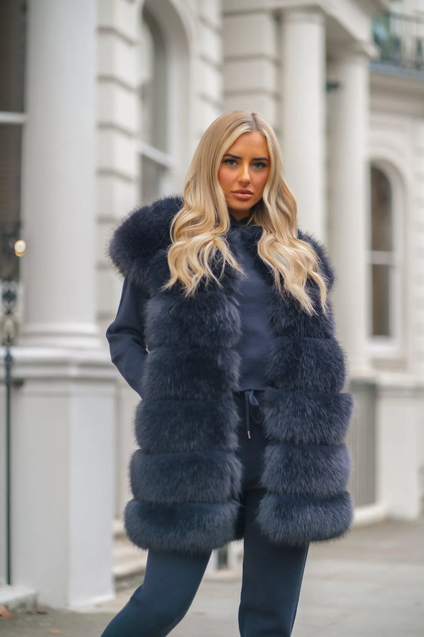 Charcoal Premium Faux Fur Longline Gilet