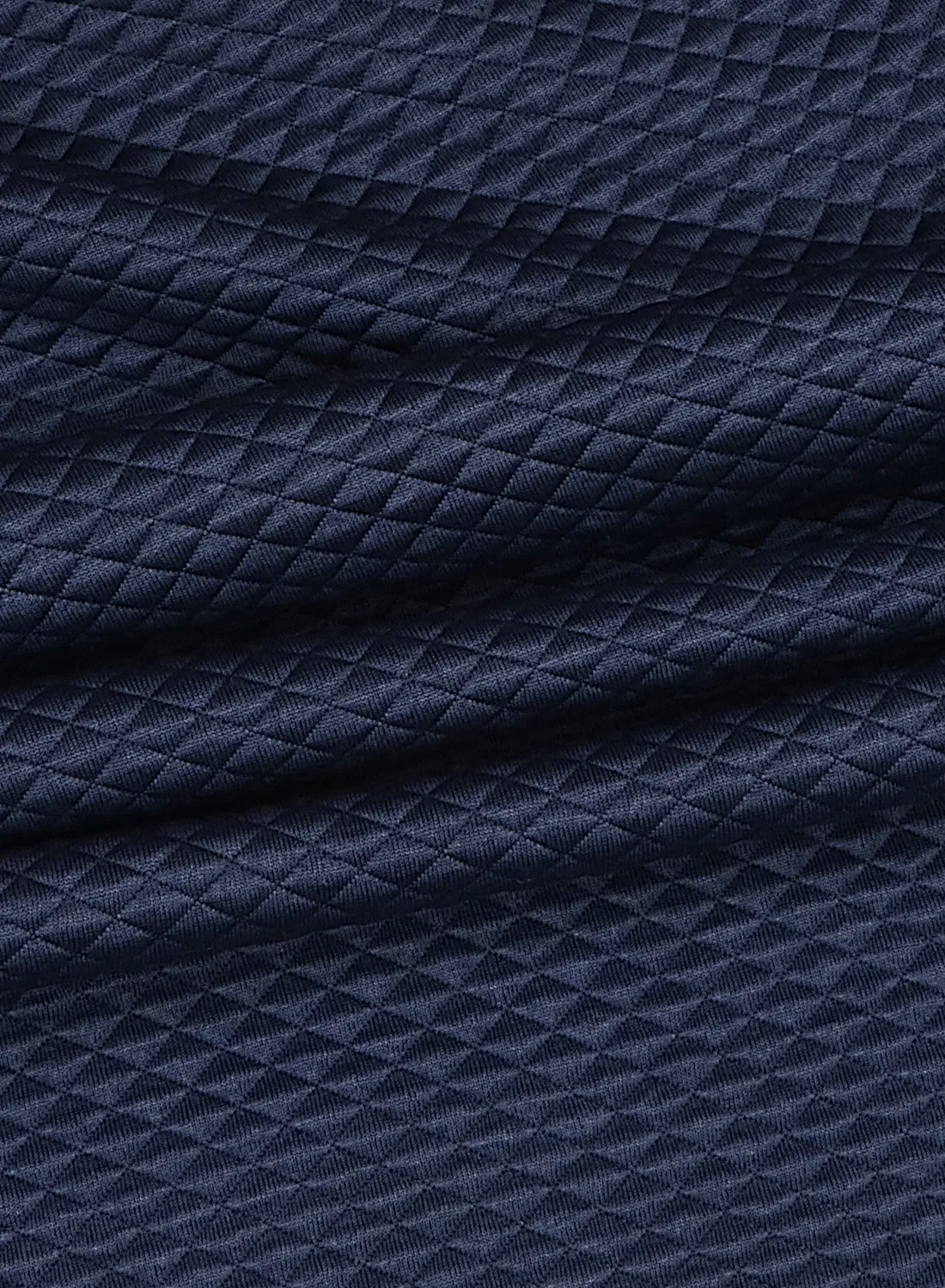 Checks Navy Blue Quilted Fabric