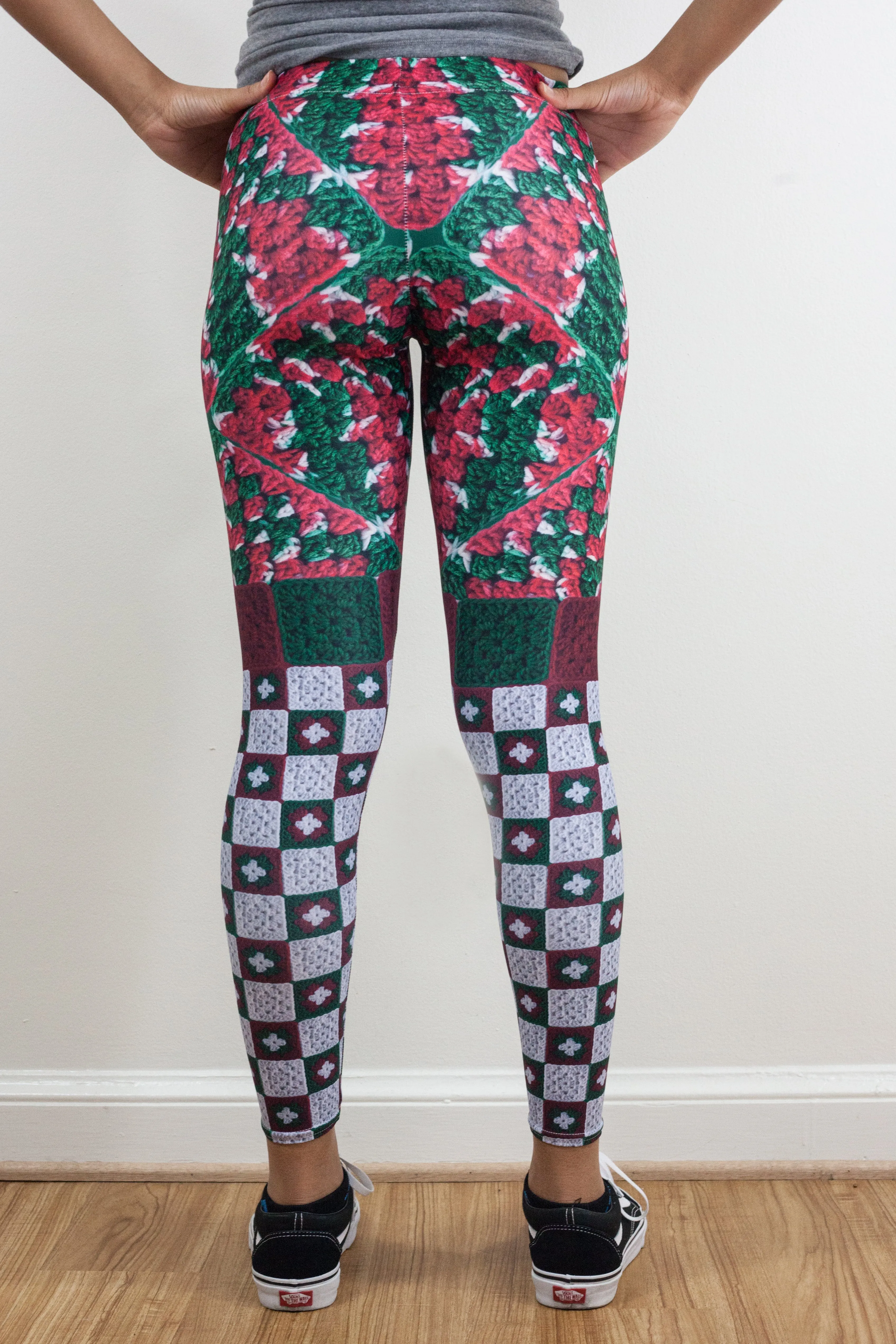 'Christmas Cheer' Crochet Print Granny Square Leggings