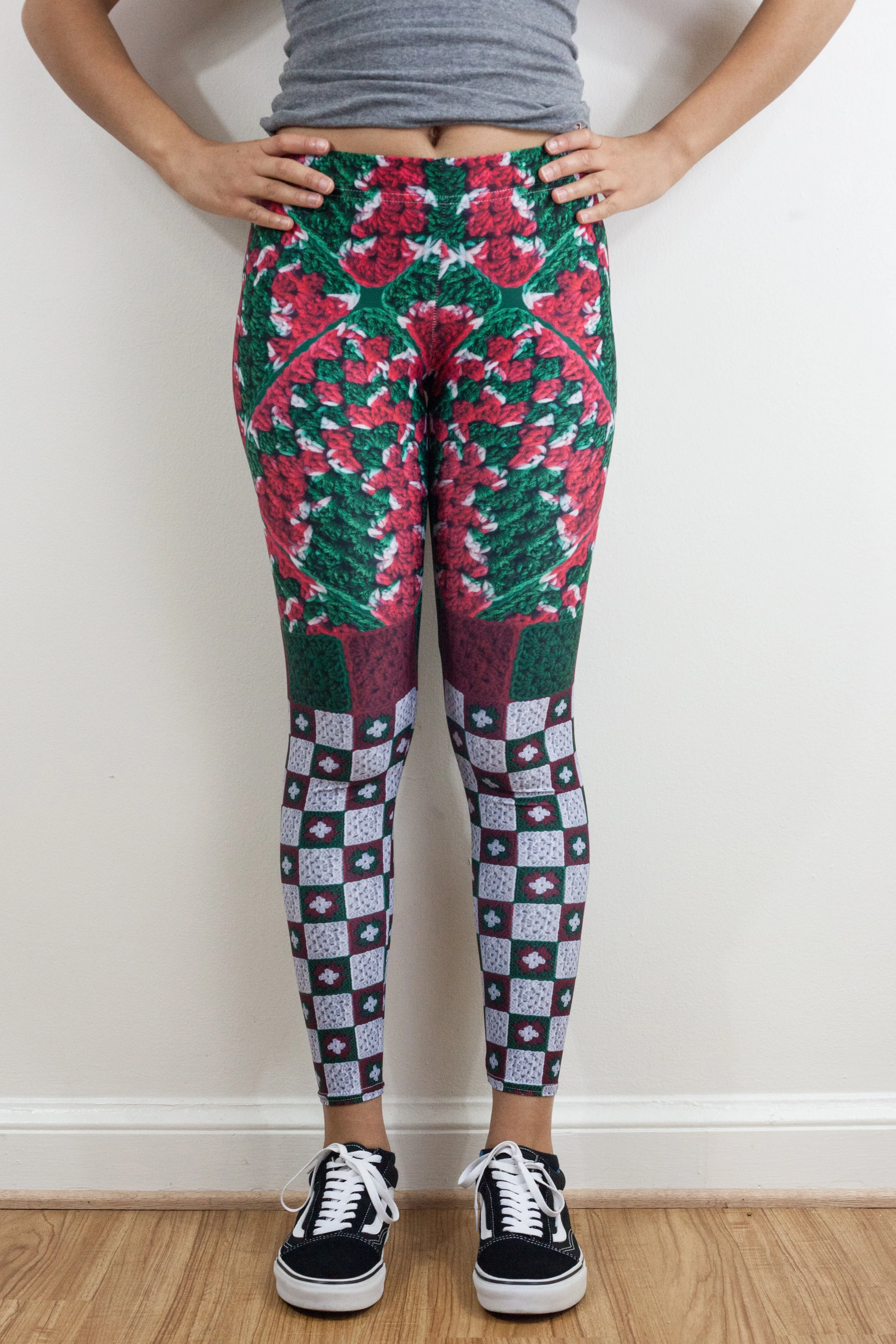 'Christmas Cheer' Crochet Print Granny Square Leggings