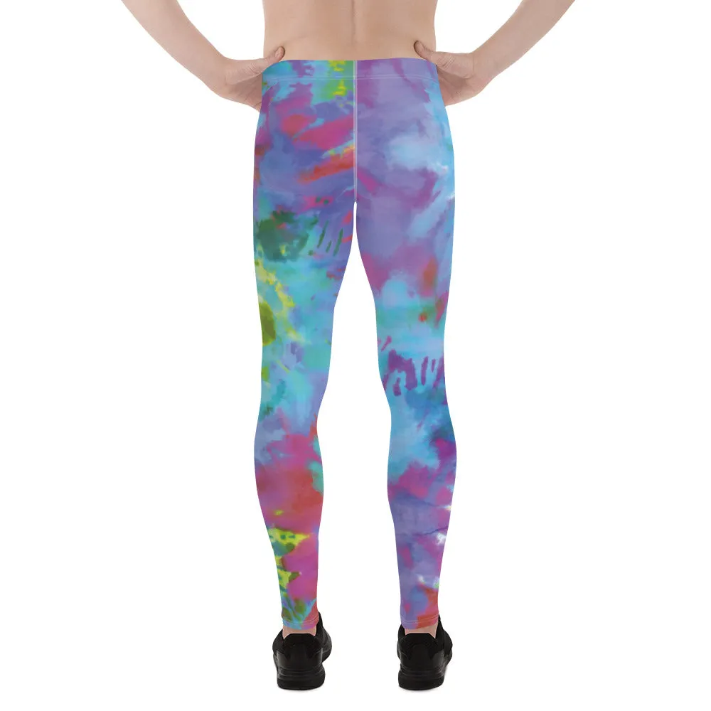 Colorful Tie Dyed Men's Leggings, Mens Tie Dye Pants, Colorful Abstract Tie Dye Men's Leggings - Made in USA/EU/MX