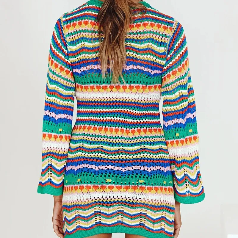 Colourful Striped Knitted/Crochet Dress