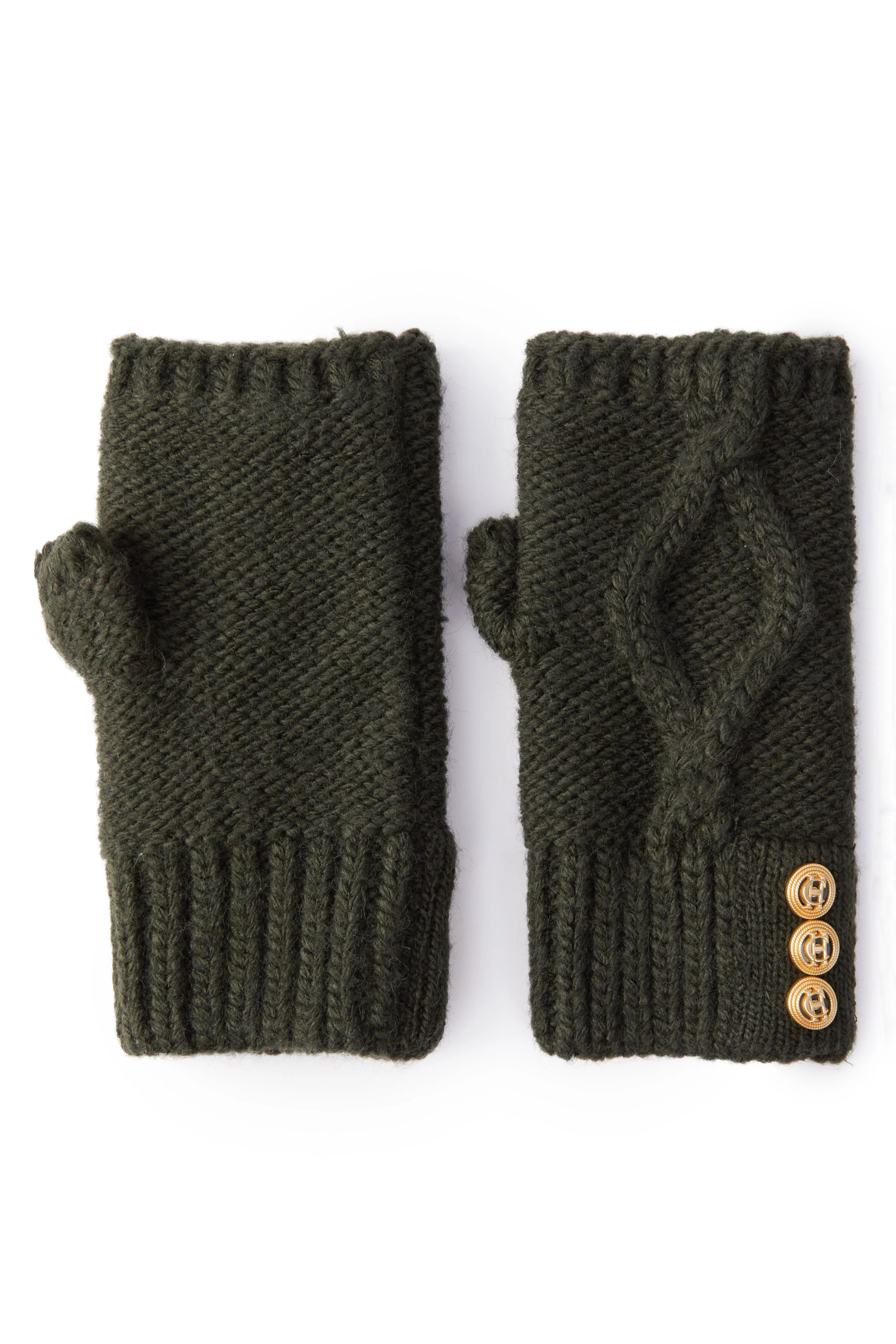 Cortina Bobble Hat & Fingerless Gloves Set (Fern Green)