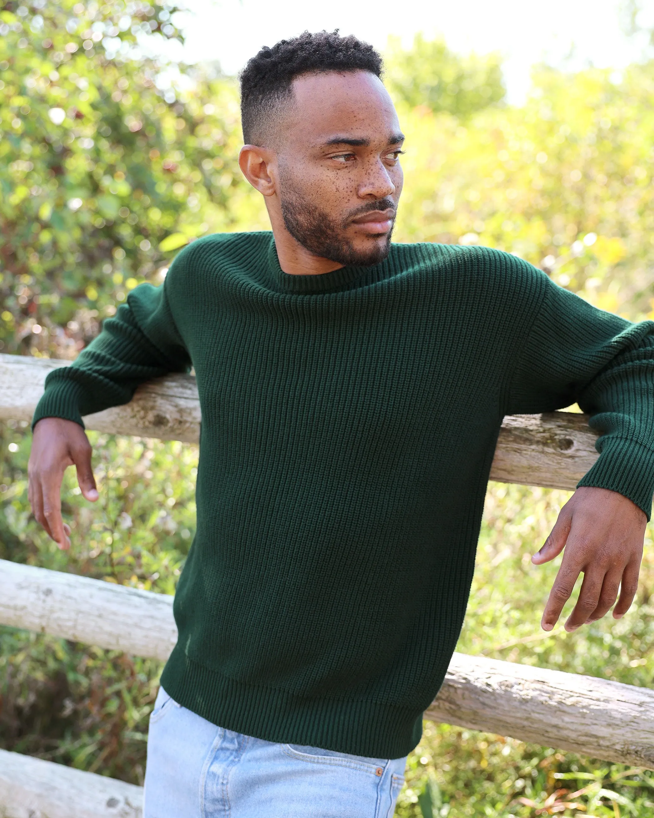 Cotton Knit Sweater Evergreen - Unisex