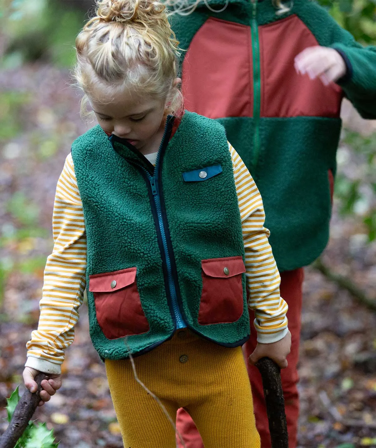 Cozy Zip Up Recycled Fleece Gilet - Olive