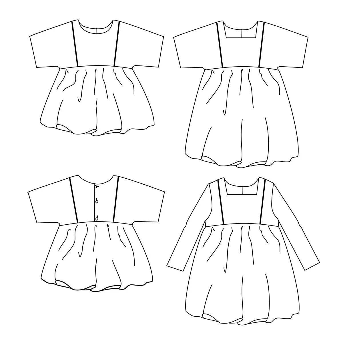 Duo for woman and kid SAKURA blouse and dress - paper sewing pattern