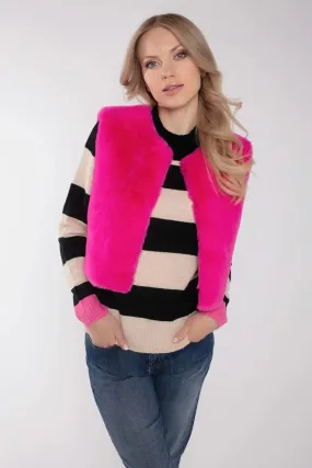 EDELWEISS FAUX FUR  GILET-FUCHSIA AW24